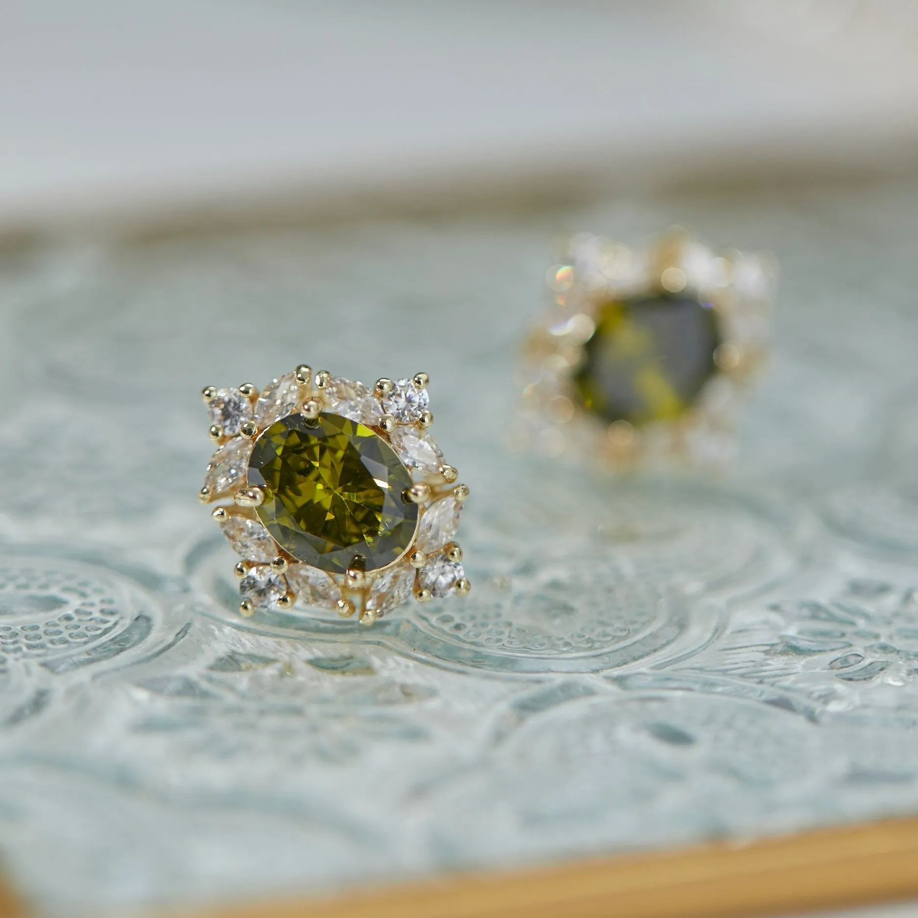 Peridot Baroque Stud Earrings
