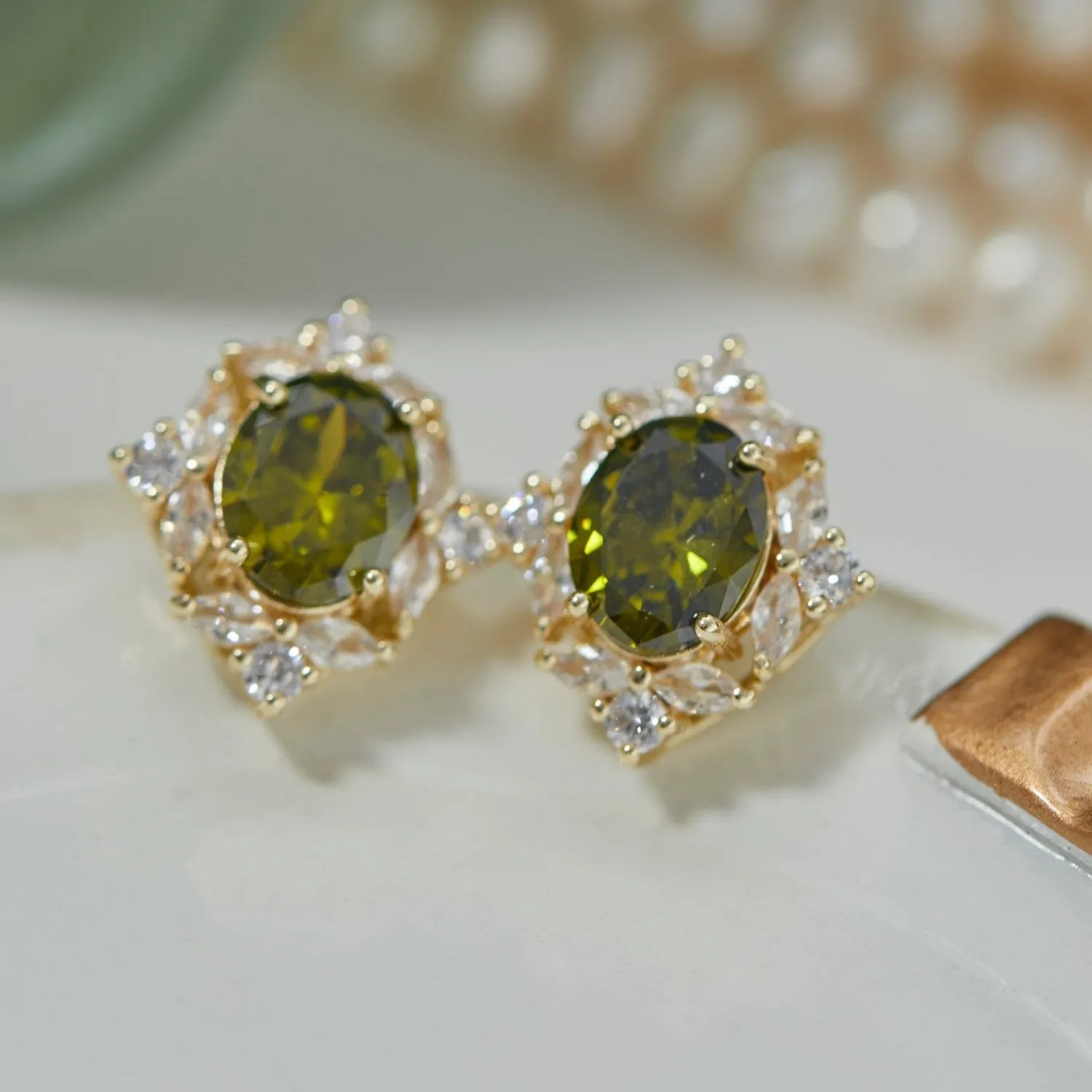 Peridot Baroque Stud Earrings