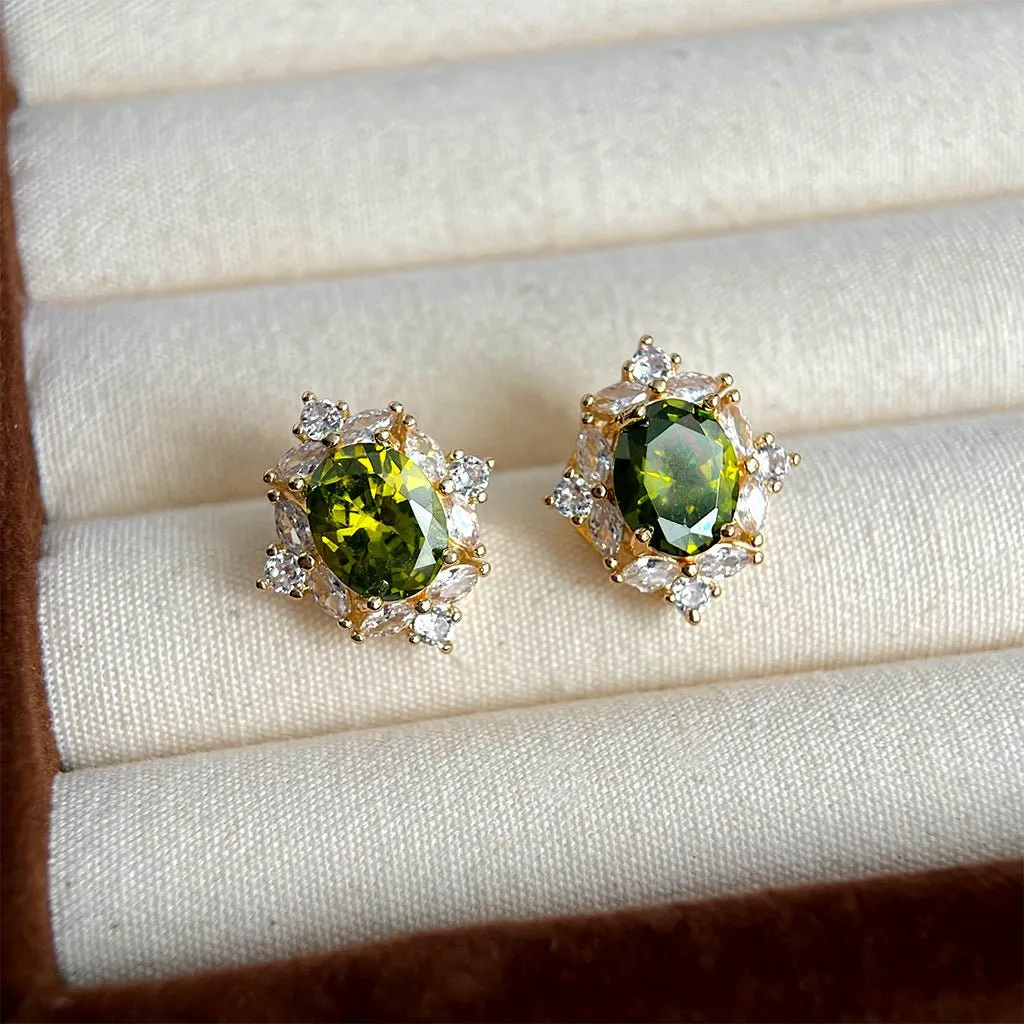 Peridot Baroque Stud Earrings