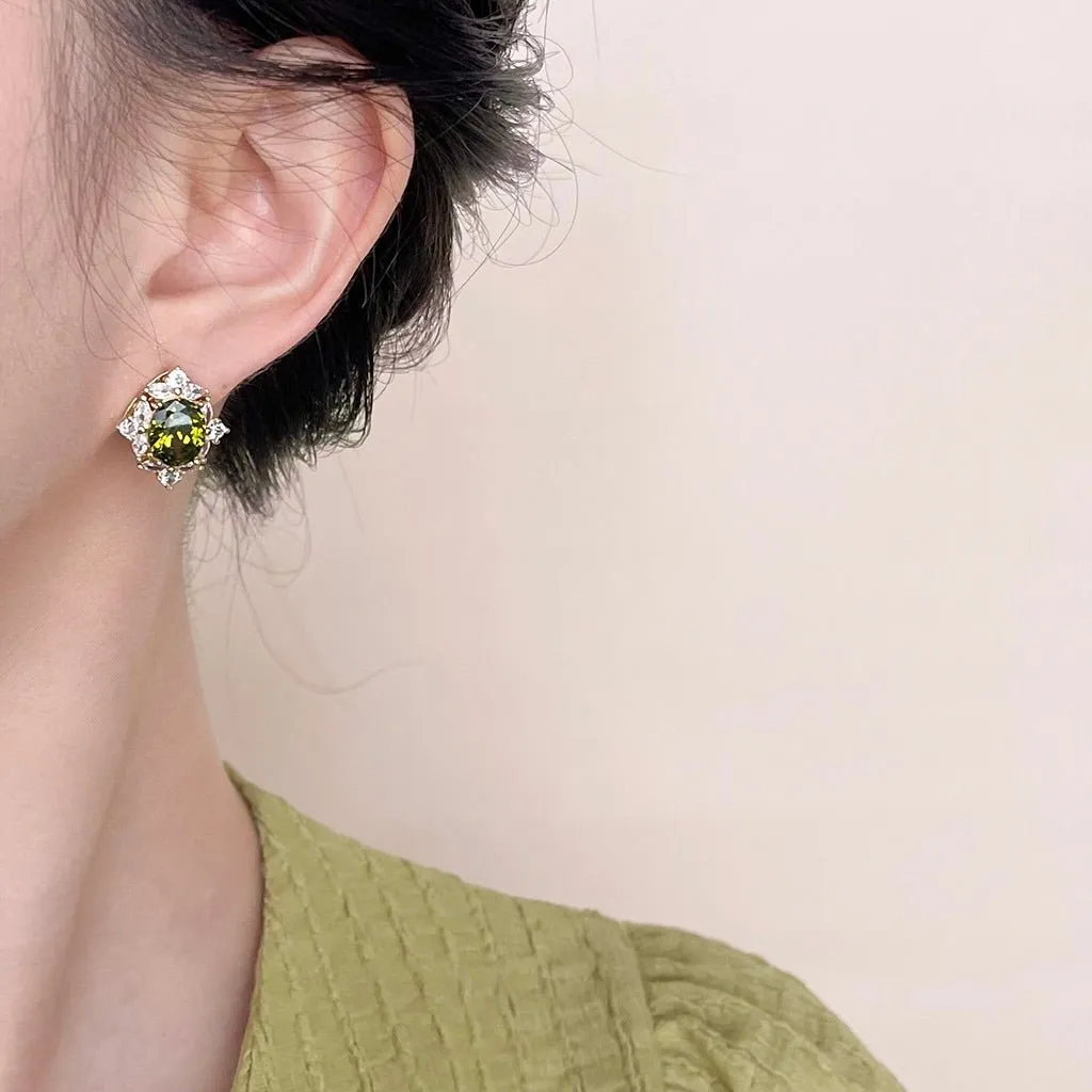 Peridot Baroque Stud Earrings