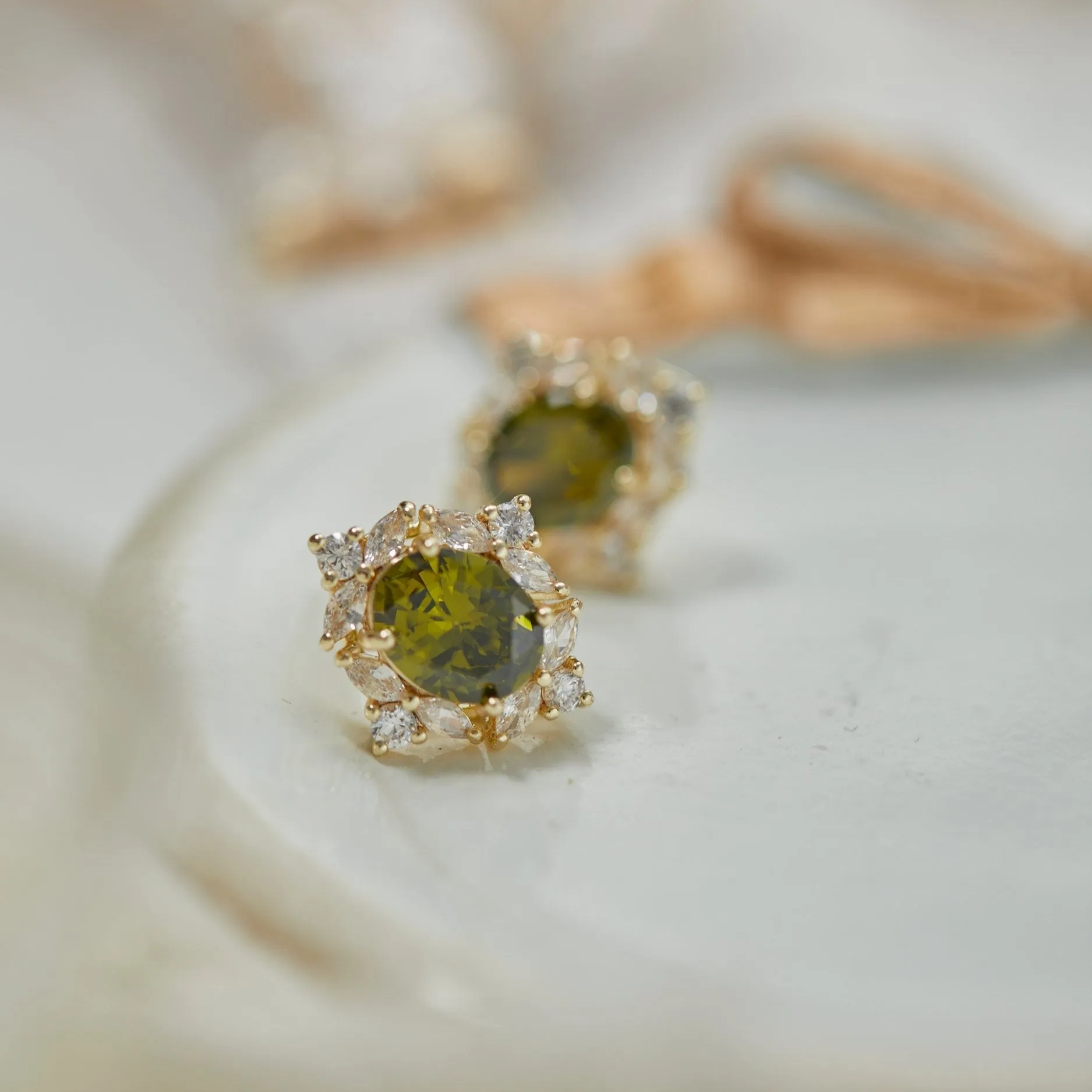 Peridot Baroque Stud Earrings
