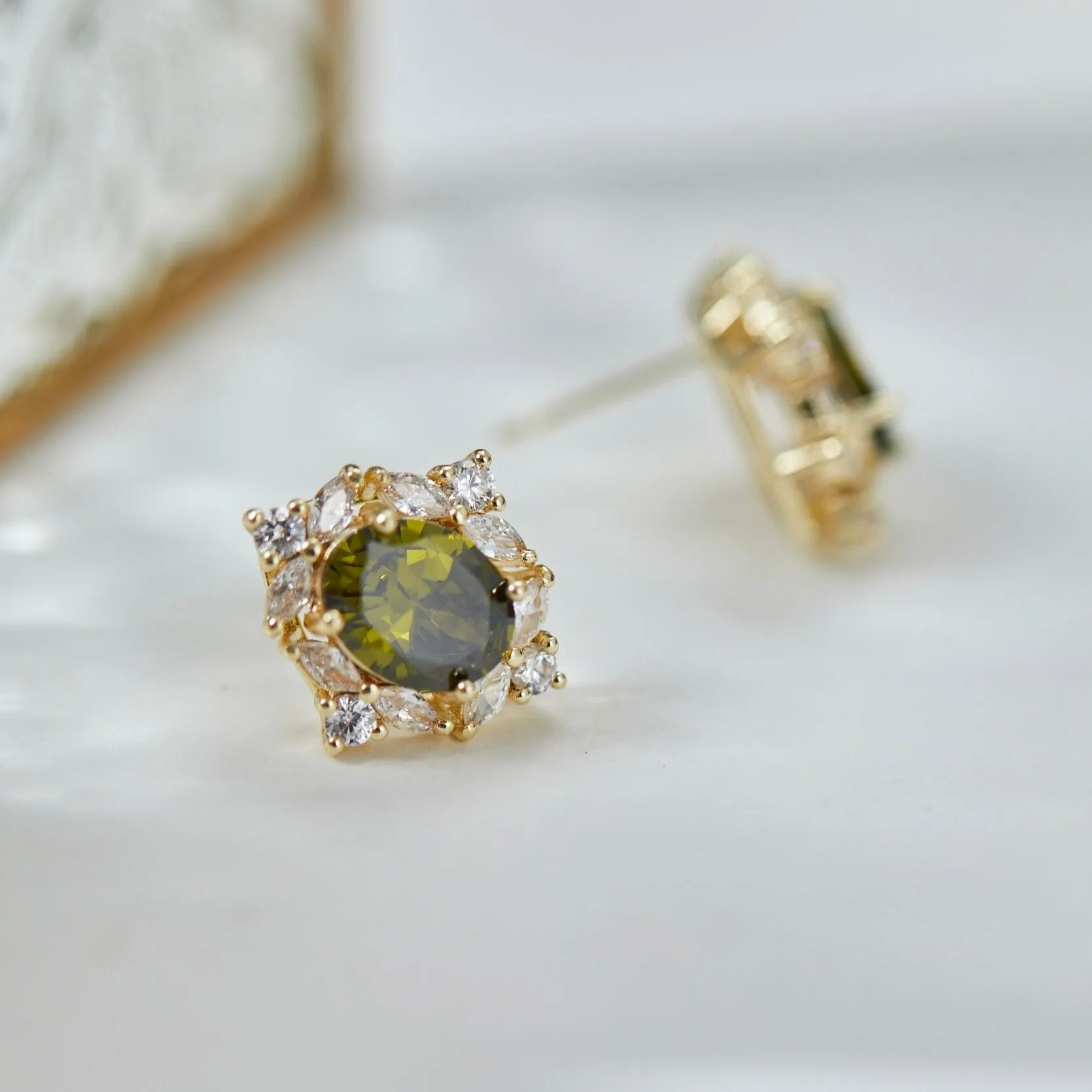 Peridot Baroque Stud Earrings