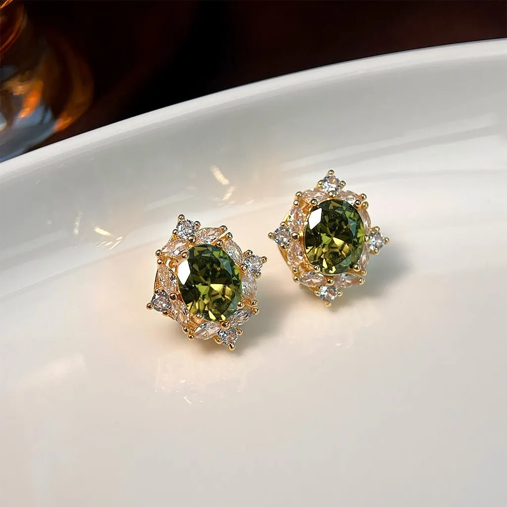Peridot Baroque Stud Earrings