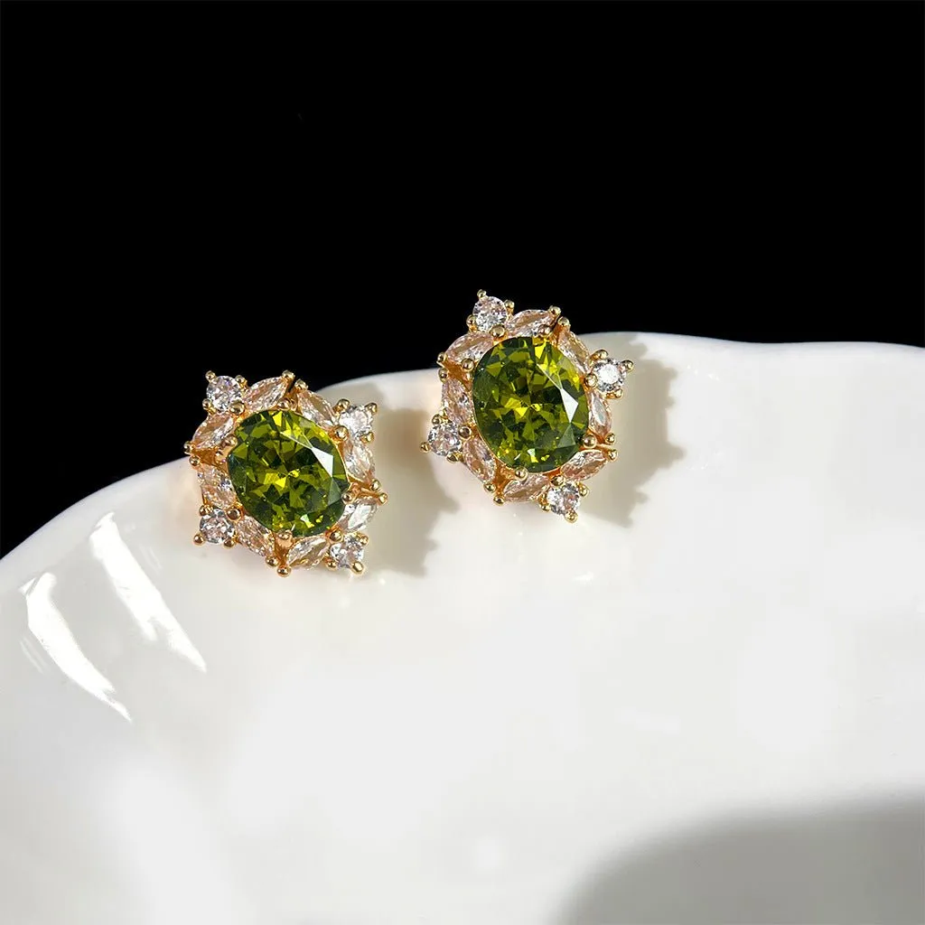 Peridot Baroque Stud Earrings
