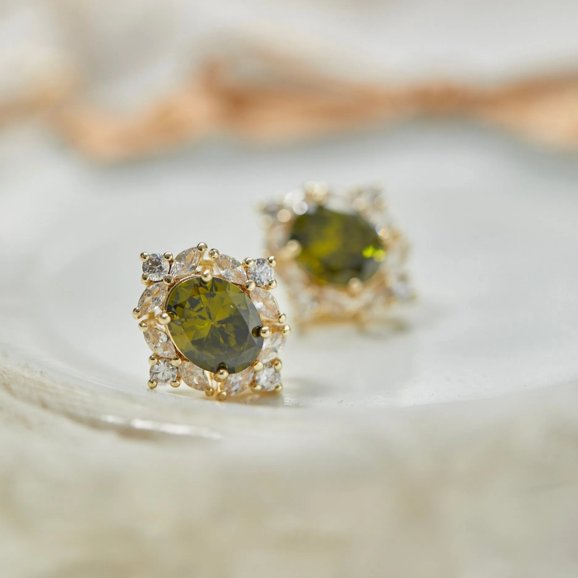Peridot Baroque Stud Earrings
