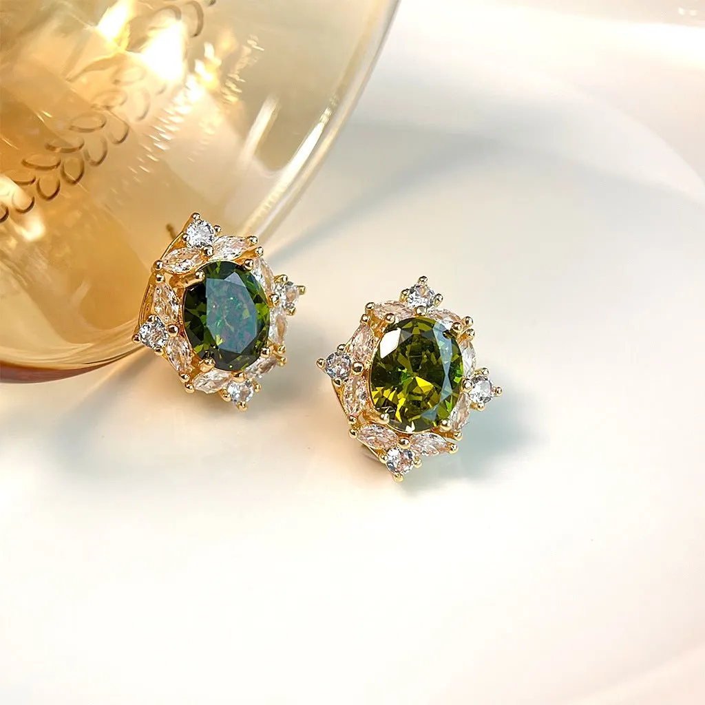 Peridot Baroque Stud Earrings