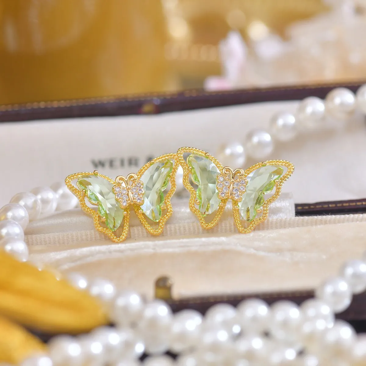 Peridot Butterfly Earrings