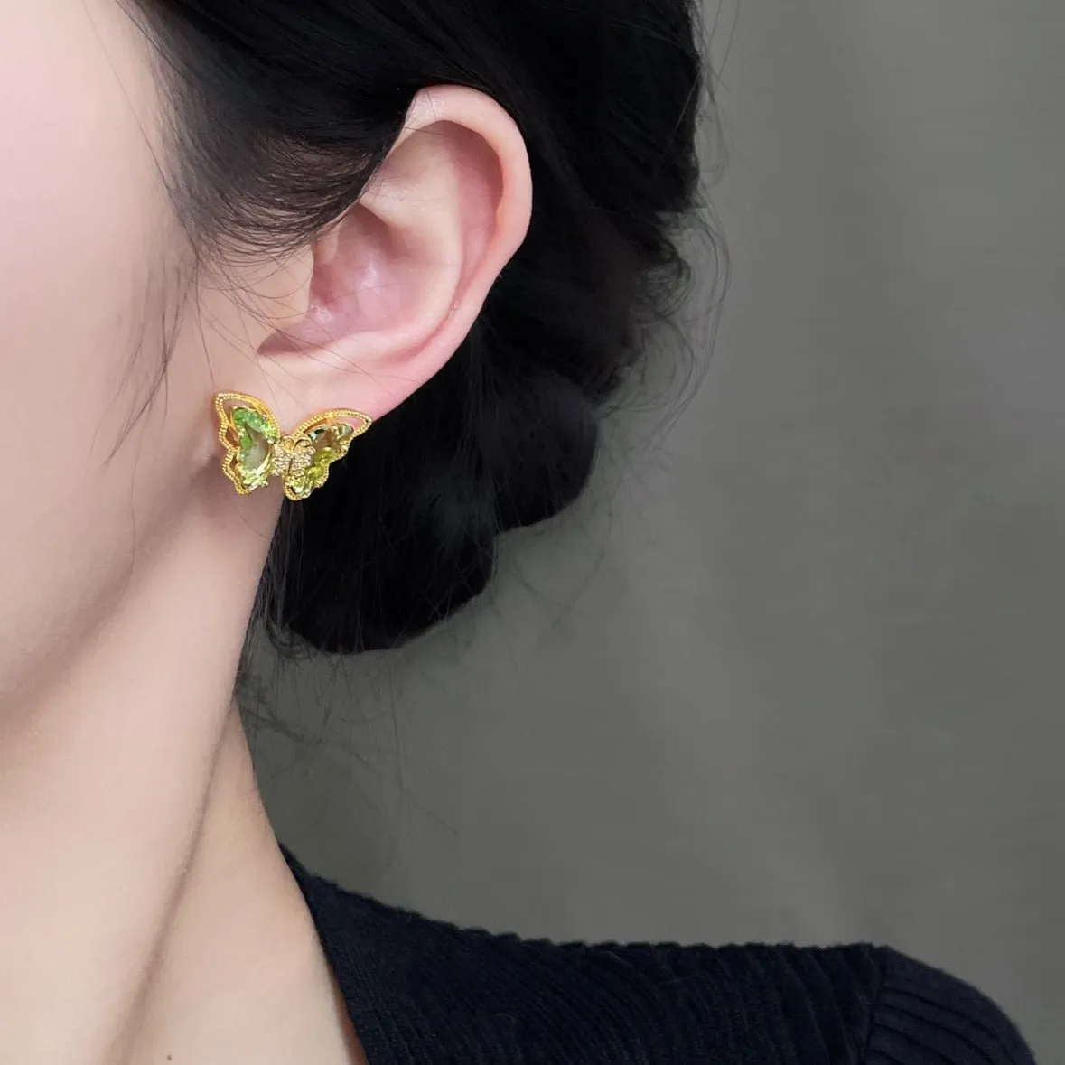 Peridot Butterfly Earrings