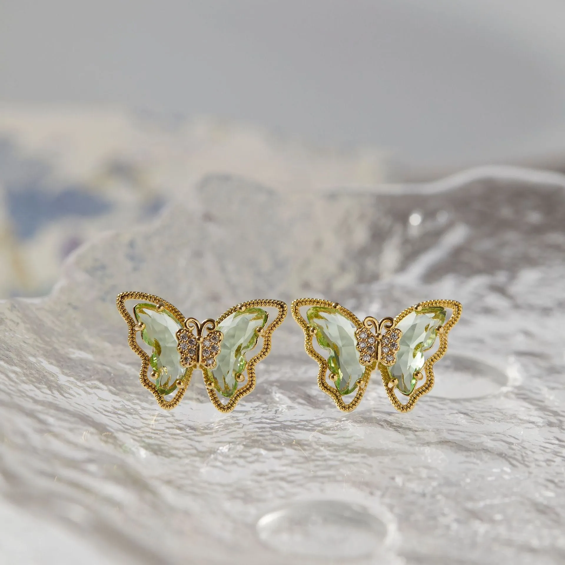 Peridot Butterfly Earrings