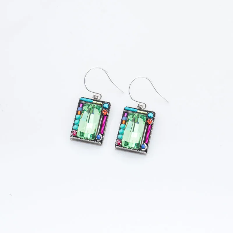Peridot Frame Rectangular Earrings
