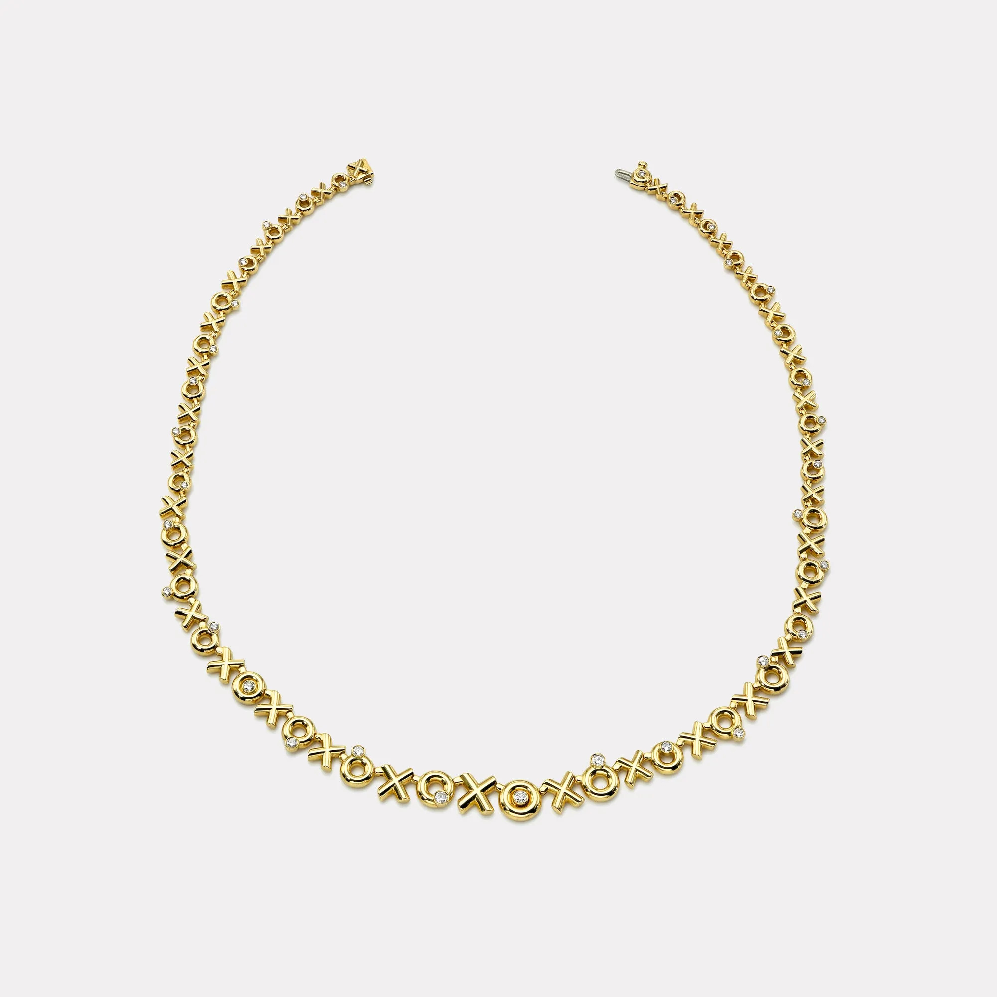 Petite All Gold Graduated XO Necklace with 1.25cttw Diamonds