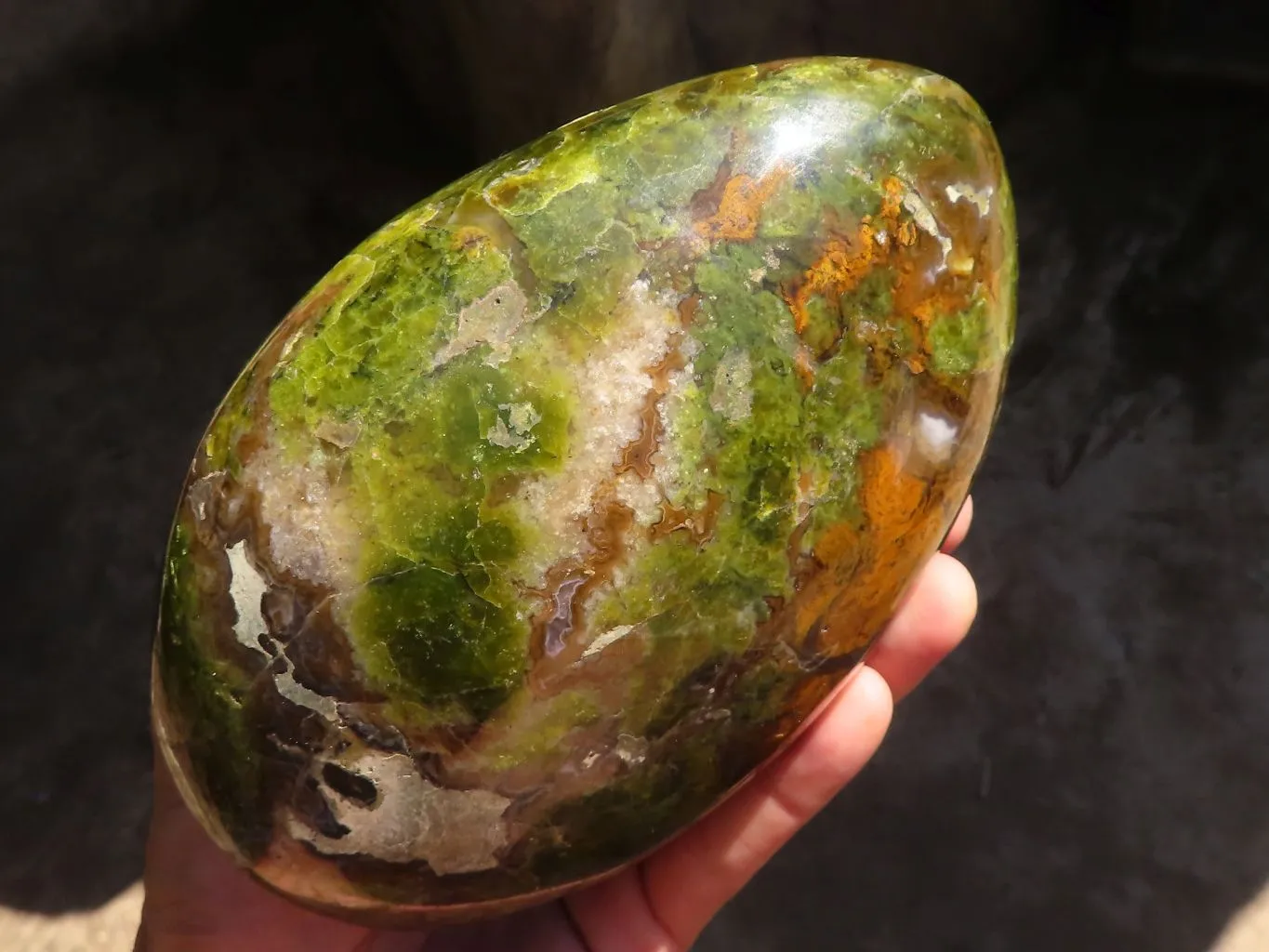 Polished Large Green Opal Standing Free Form  x 1 From Madagascar