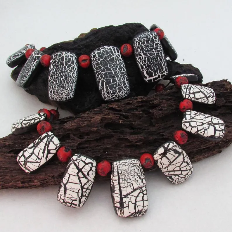 Polymer Clay Lava Crackle and Faux Coral Necklace Video Tutorial