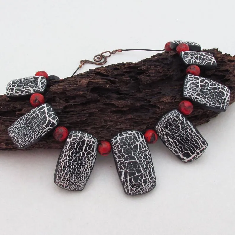 Polymer Clay Lava Crackle and Faux Coral Necklace Video Tutorial