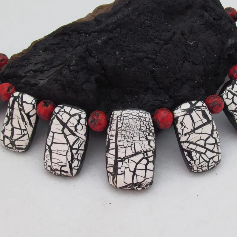 Polymer Clay Lava Crackle and Faux Coral Necklace Video Tutorial