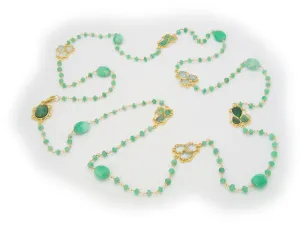 Pure Green Amethyst Charms Necklace, 40"