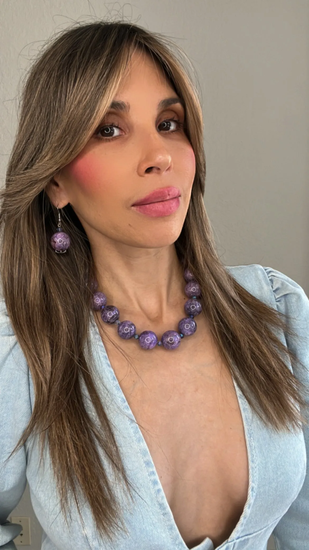 Purple Amethyst 20mm Gemstone Earring