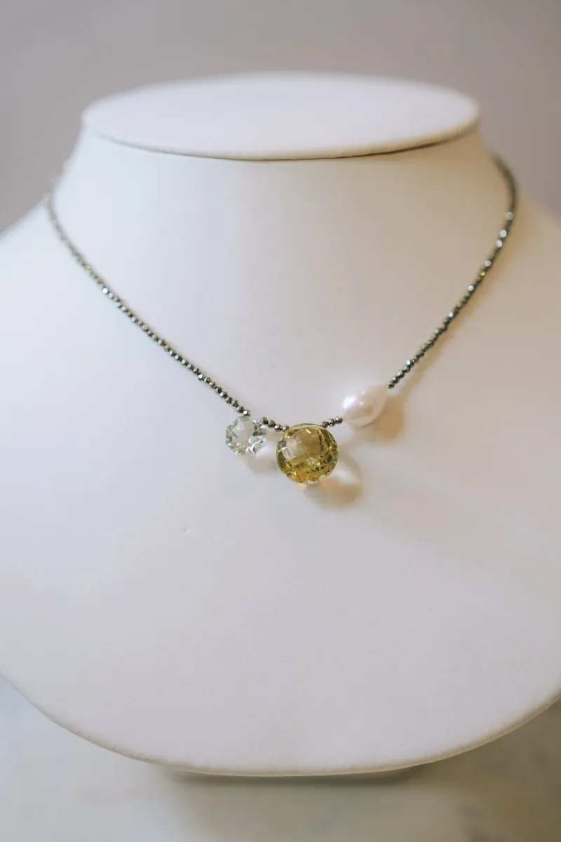 Pyrite, Gemstone, Pearl Mix Necklace