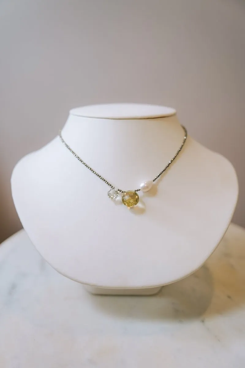 Pyrite, Gemstone, Pearl Mix Necklace