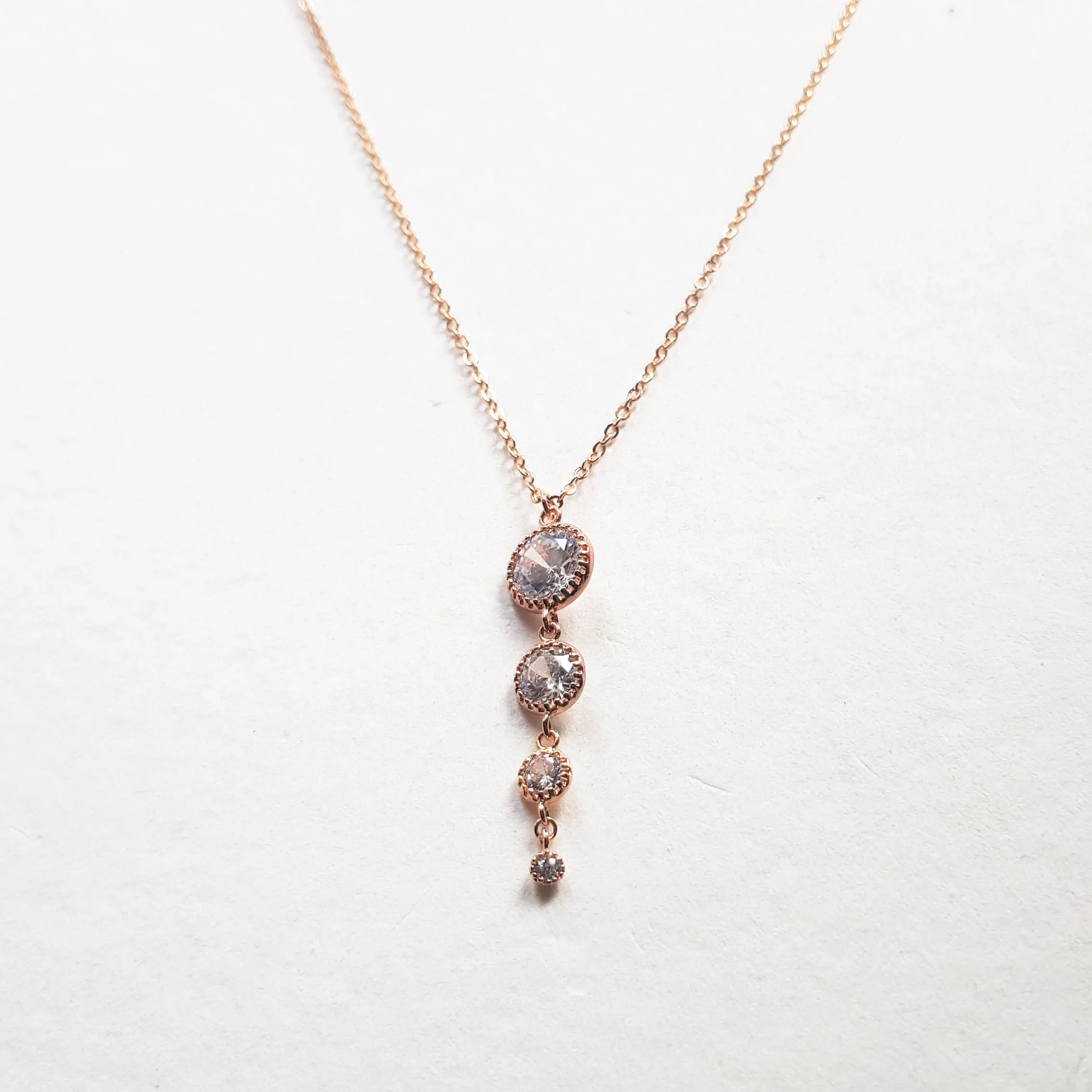 Rose gold bridal back necklace for low back wedding dress