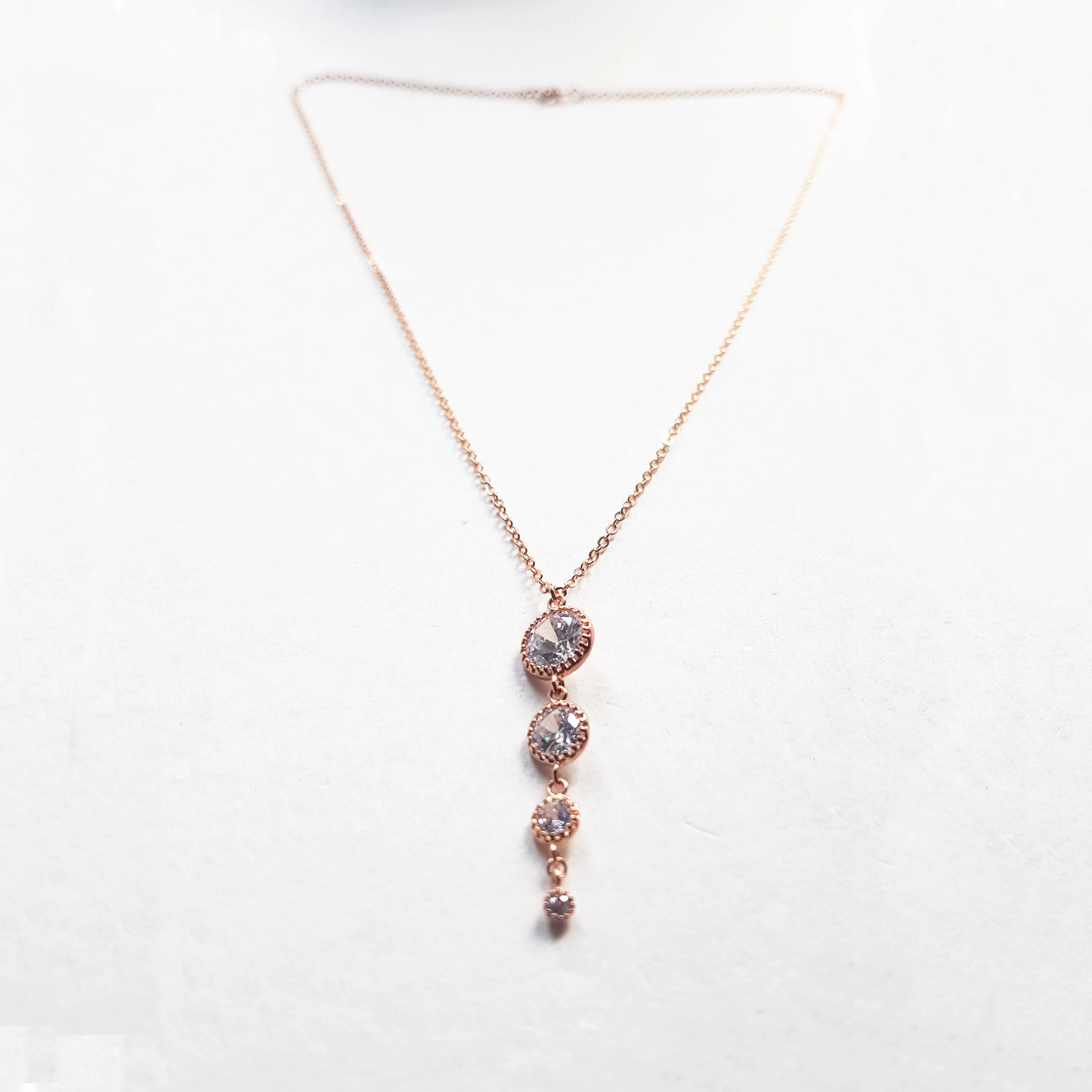 Rose gold bridal back necklace for low back wedding dress