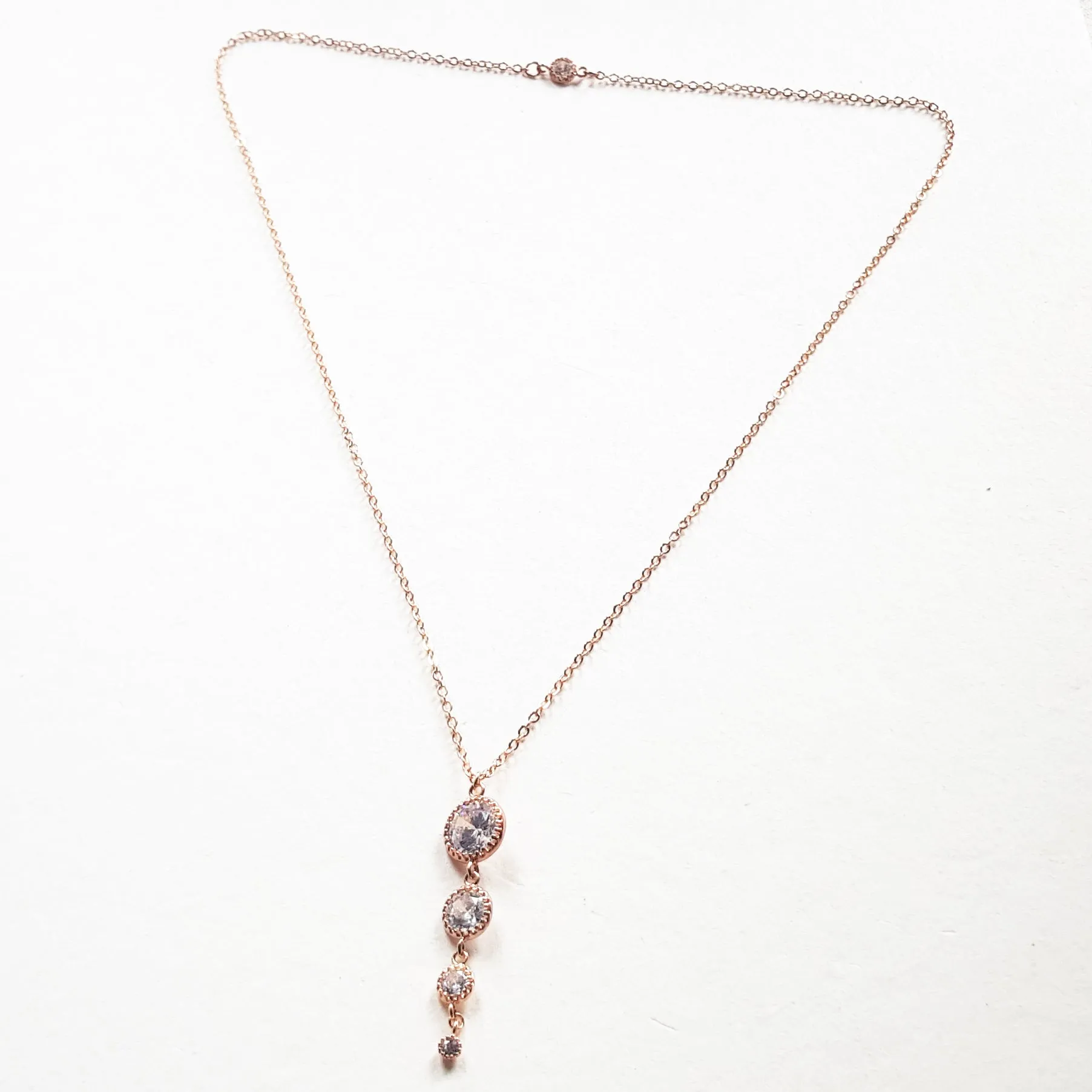 Rose gold bridal back necklace for low back wedding dress