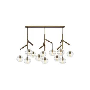 Sedona 63 in. 12 Lights LED Chandelier Aged Brass Finish Clear Glass