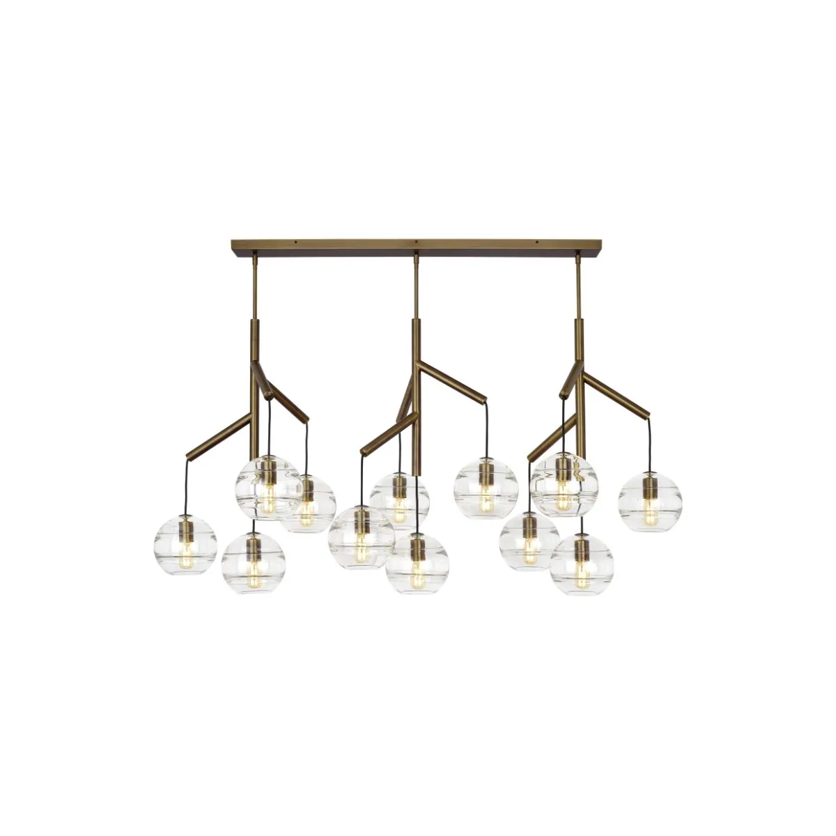 Sedona 63 in. 12 Lights LED Chandelier Aged Brass Finish Clear Glass