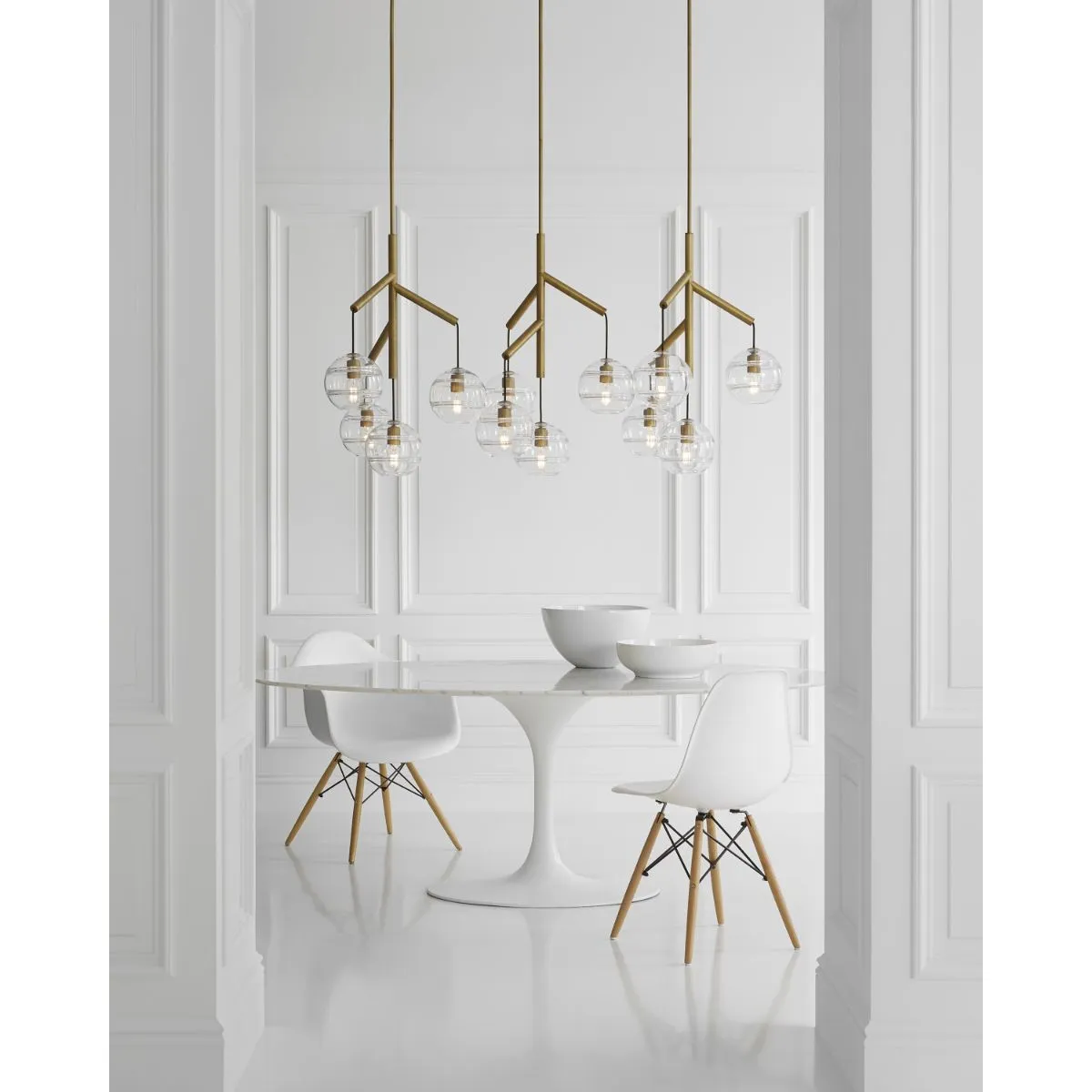 Sedona 63 in. 12 Lights LED Chandelier Aged Brass Finish Clear Glass