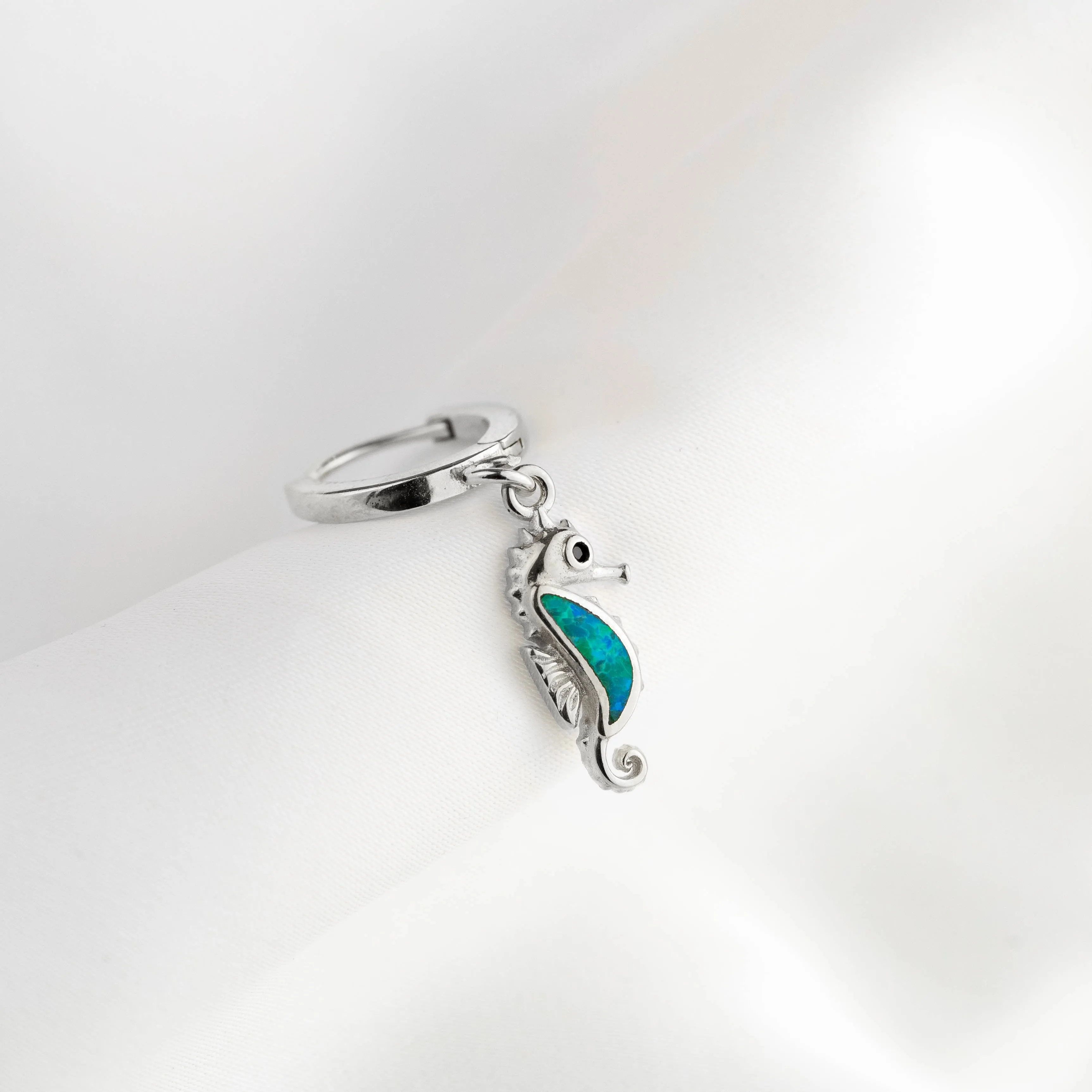 Silver Opal Seahorse Earring