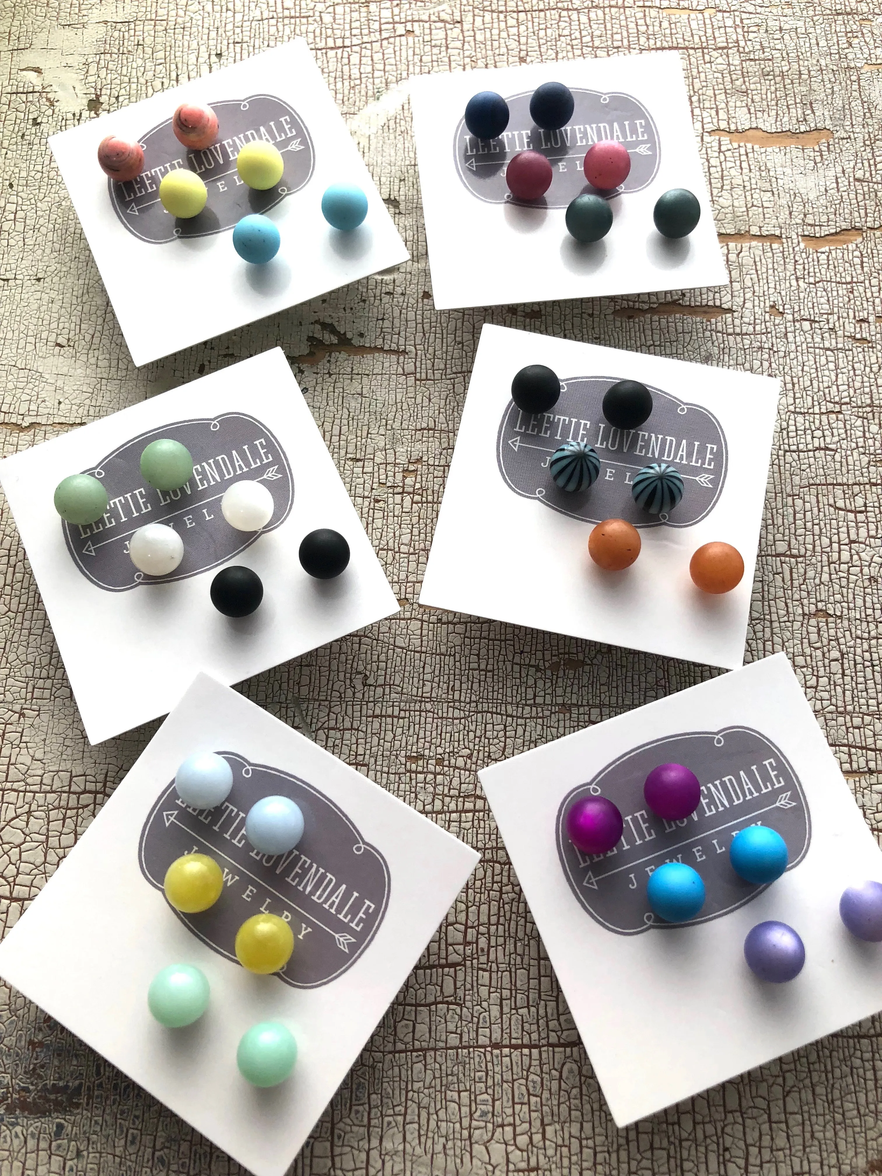Sky Stud Earring Set | 8mm Vintage Lucite Triple Studs Set