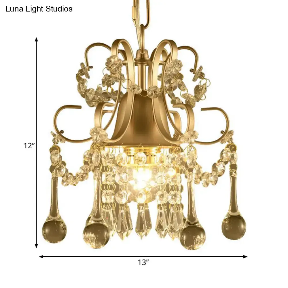 Sleek 3-Light Crystal Chandelier Pendant in Champagne for Living Room Ceiling