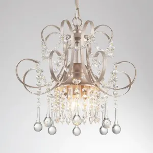Sleek 3-Light Crystal Chandelier Pendant in Champagne for Living Room Ceiling