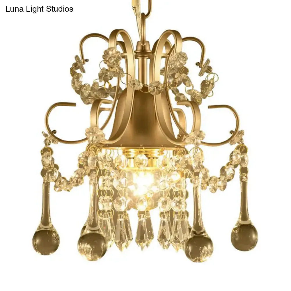 Sleek 3-Light Crystal Chandelier Pendant in Champagne for Living Room Ceiling