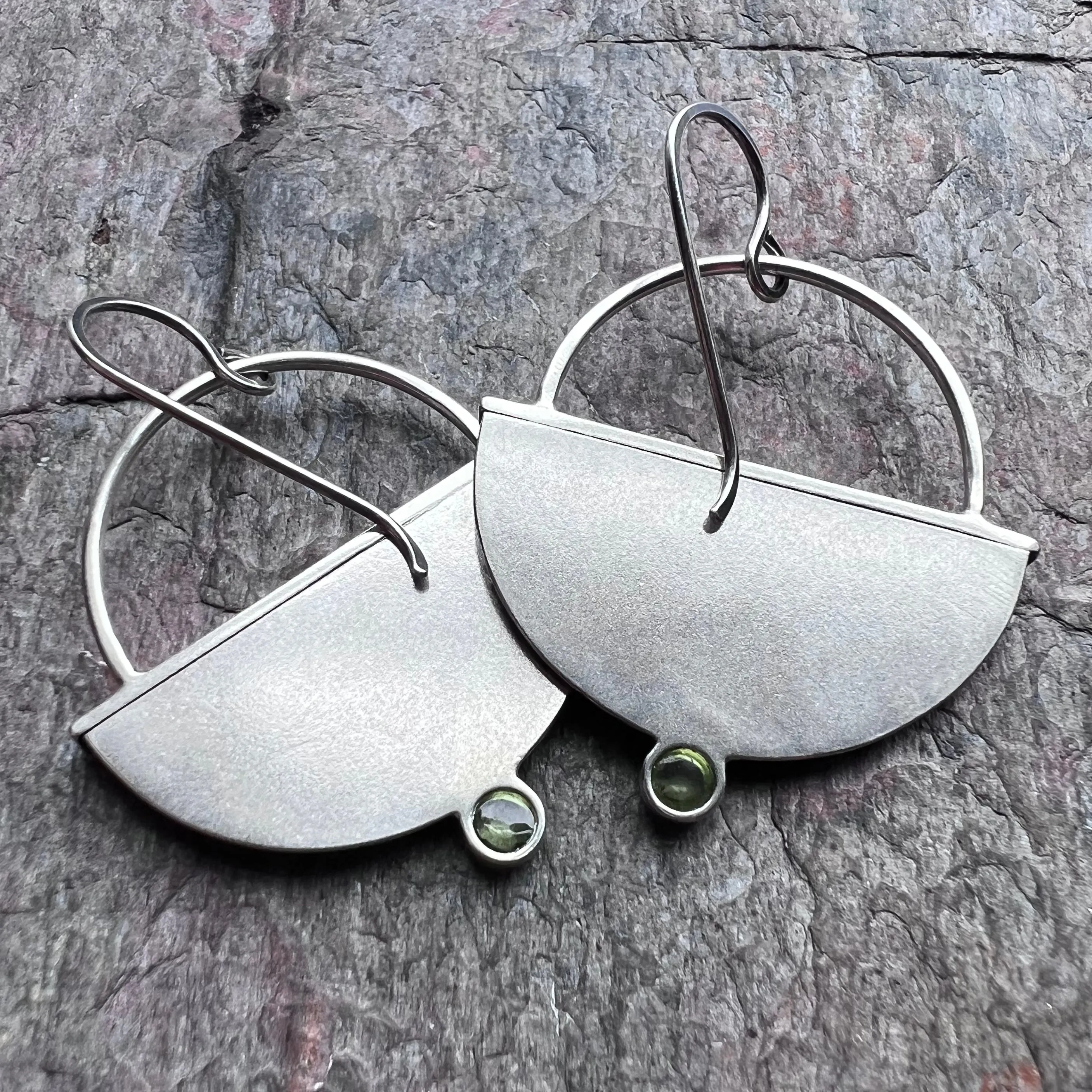 SOLD Sterling Silver Peridot Earrings - Handmade One-of-a-kind Earrings