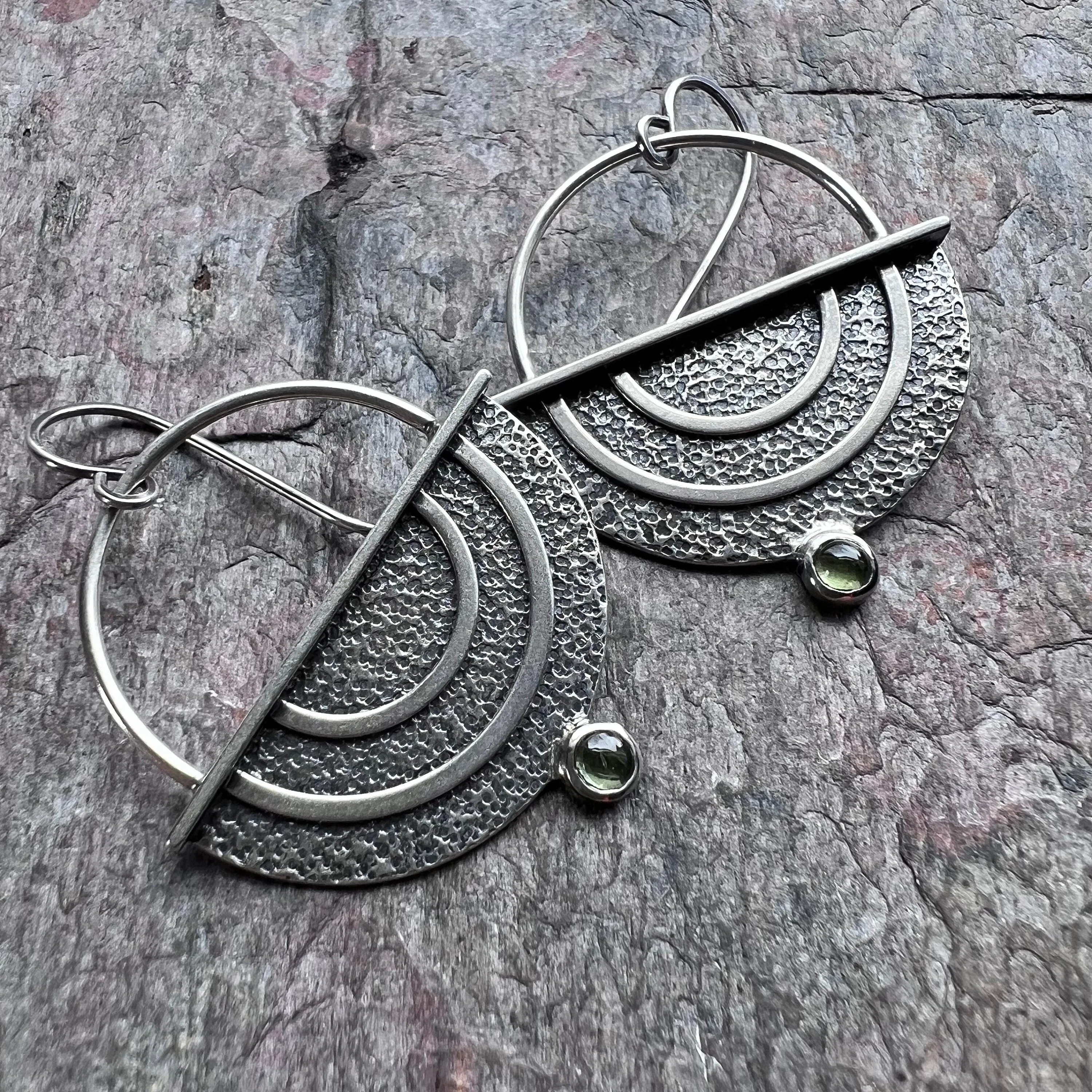 SOLD Sterling Silver Peridot Earrings - Handmade One-of-a-kind Earrings
