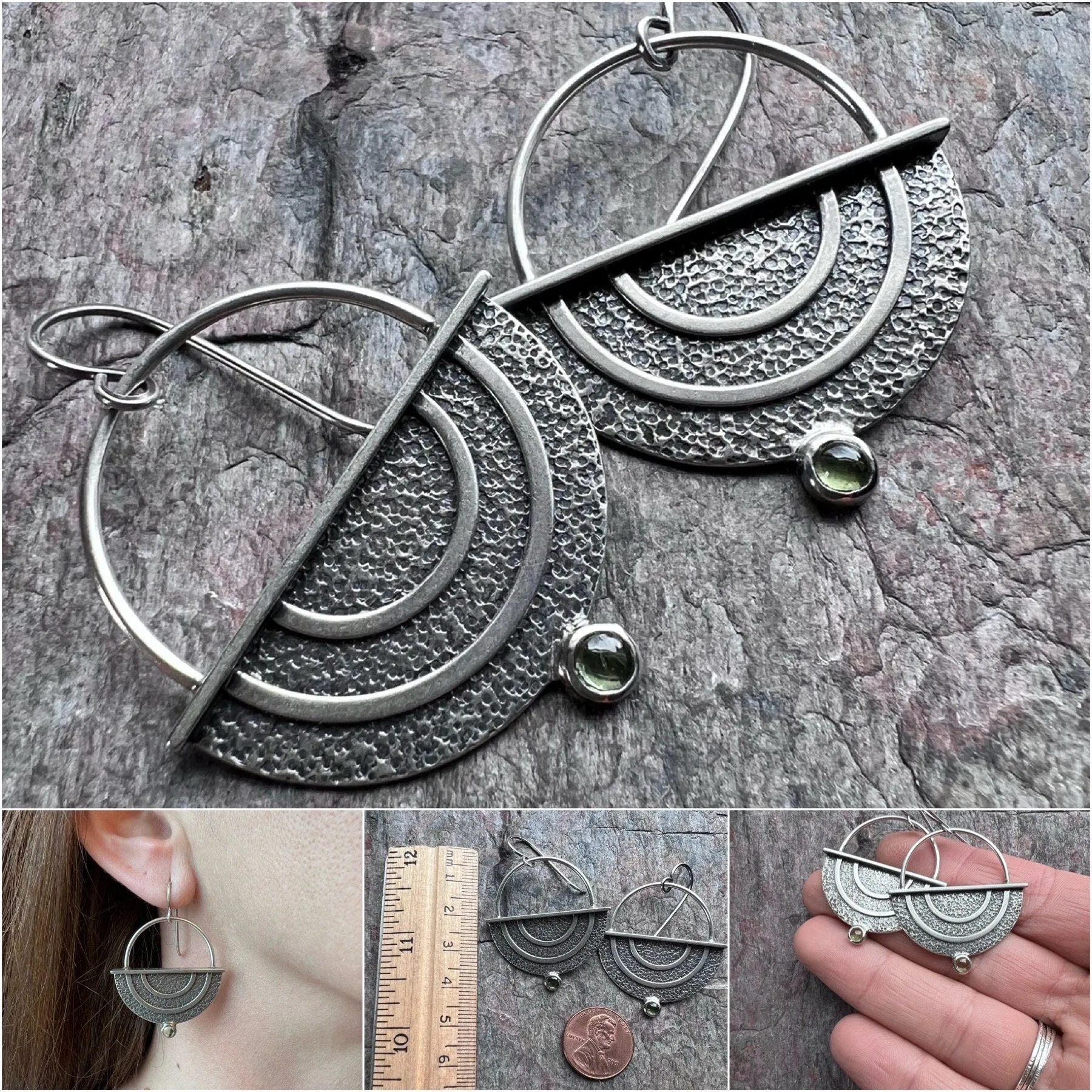 SOLD Sterling Silver Peridot Earrings - Handmade One-of-a-kind Earrings