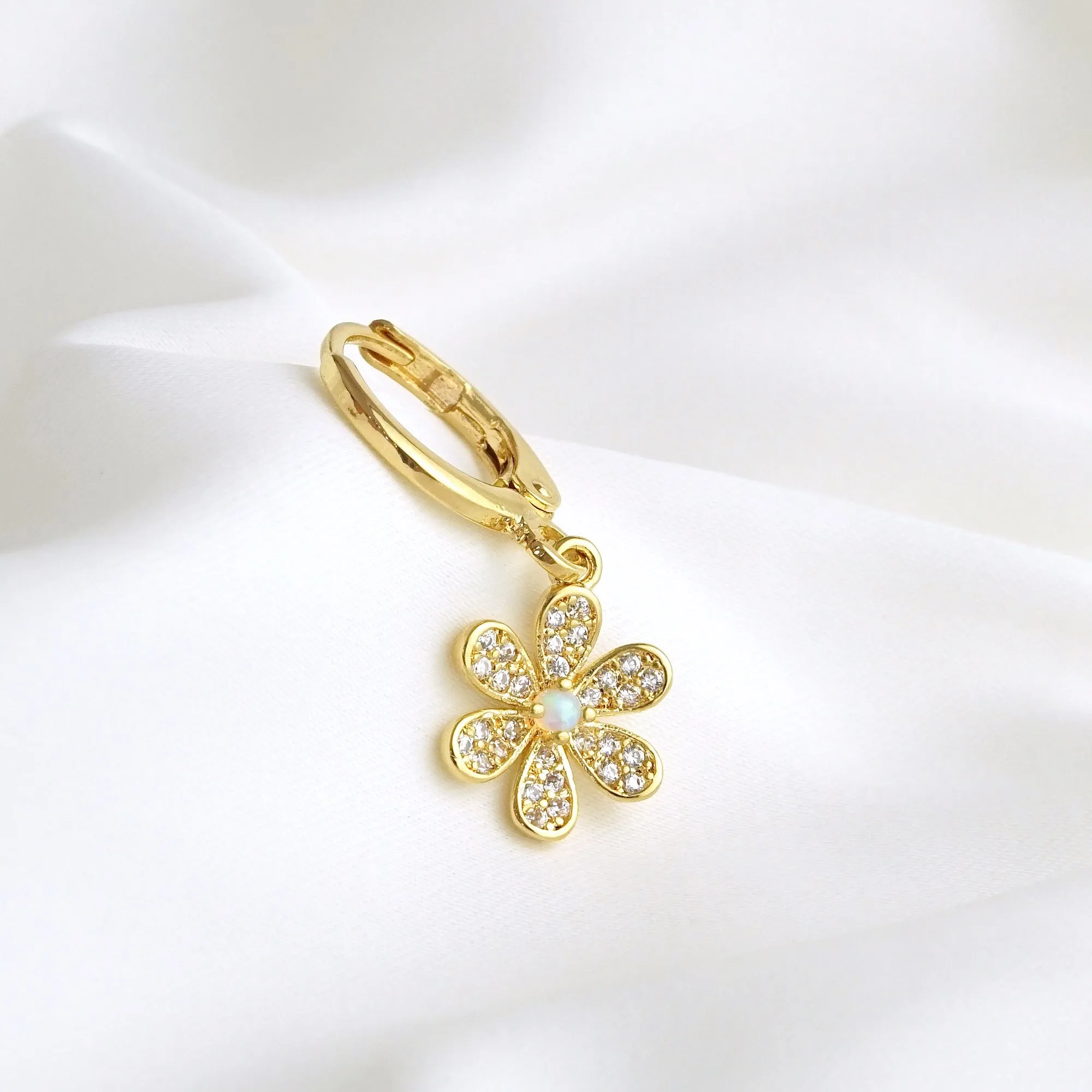 Sparkling Opal Flower Earring