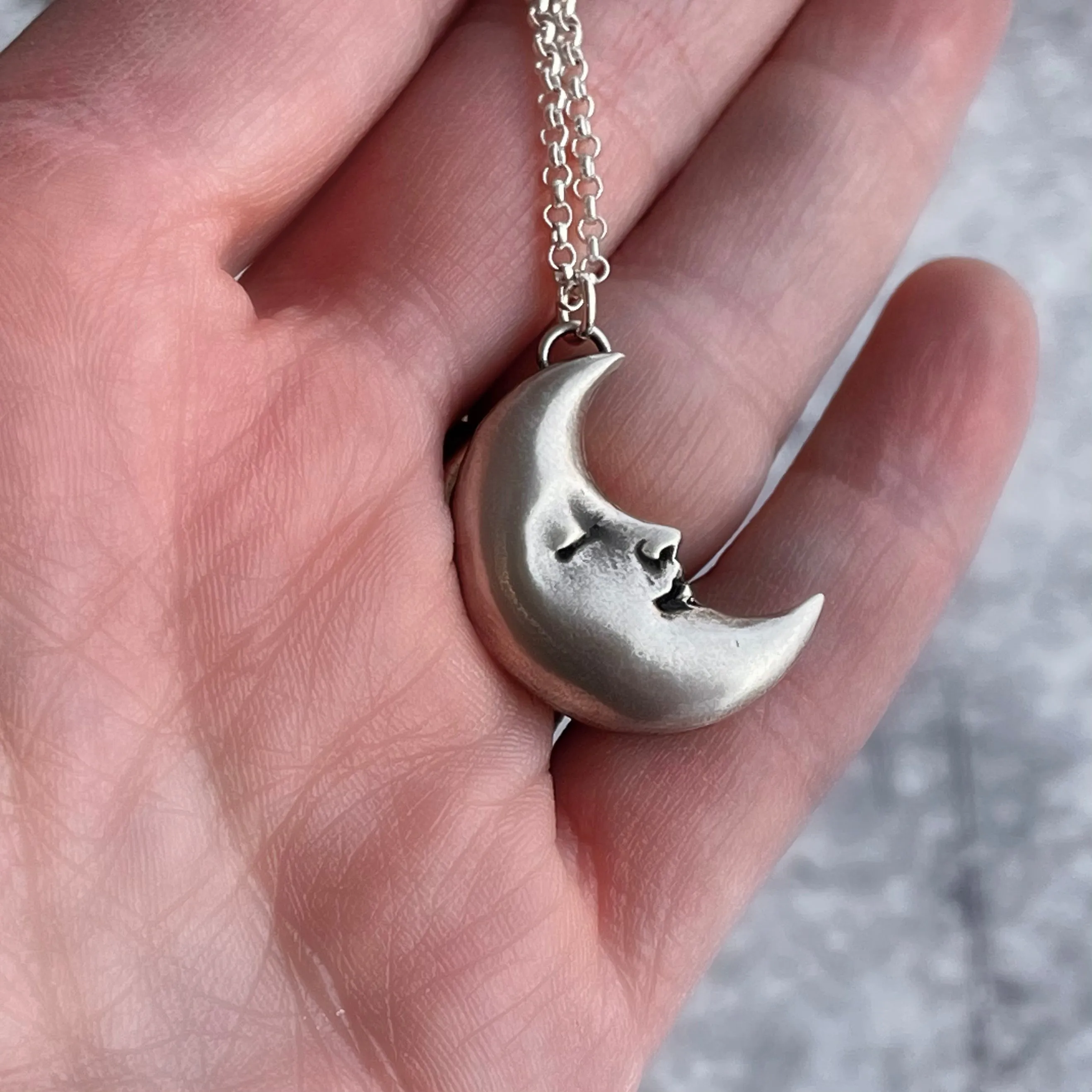 Sterling Silver Crescent Moon Necklace