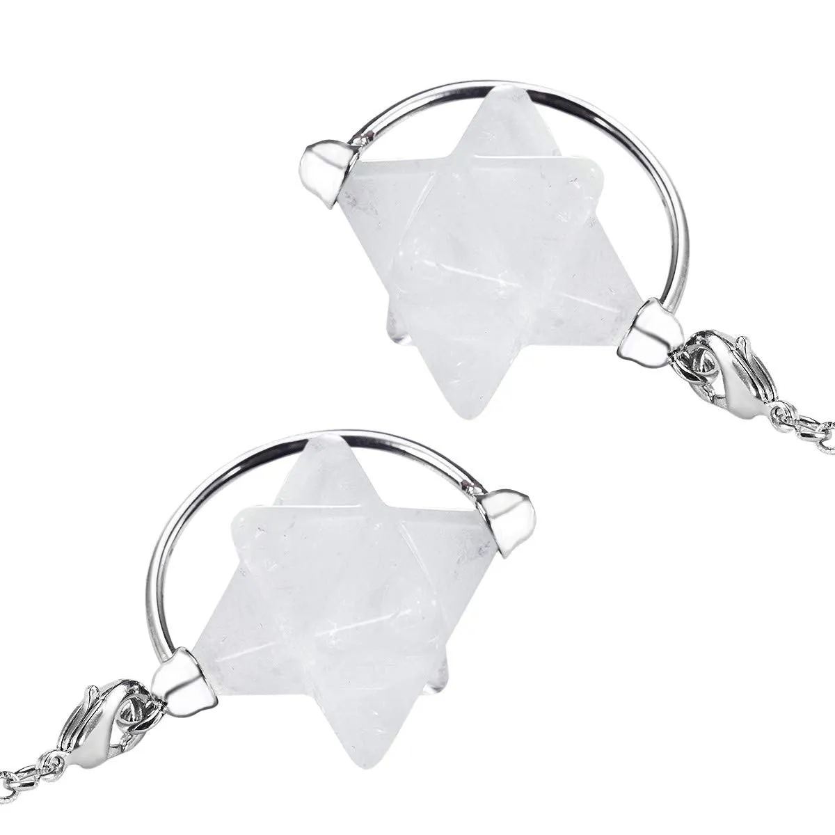 SUNYIK Rock Quartz Merkaba Star Pendulum, 7 Chakra Crystal Point Healing Reiki Dowsing Wicca Divination Tool
