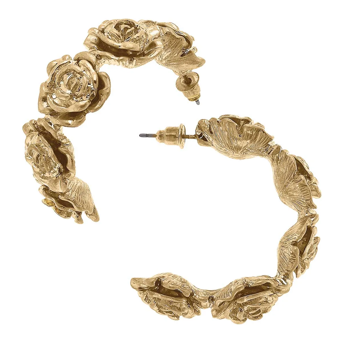 Sydney Rose Statement Hoop Earrings in Worn Gold