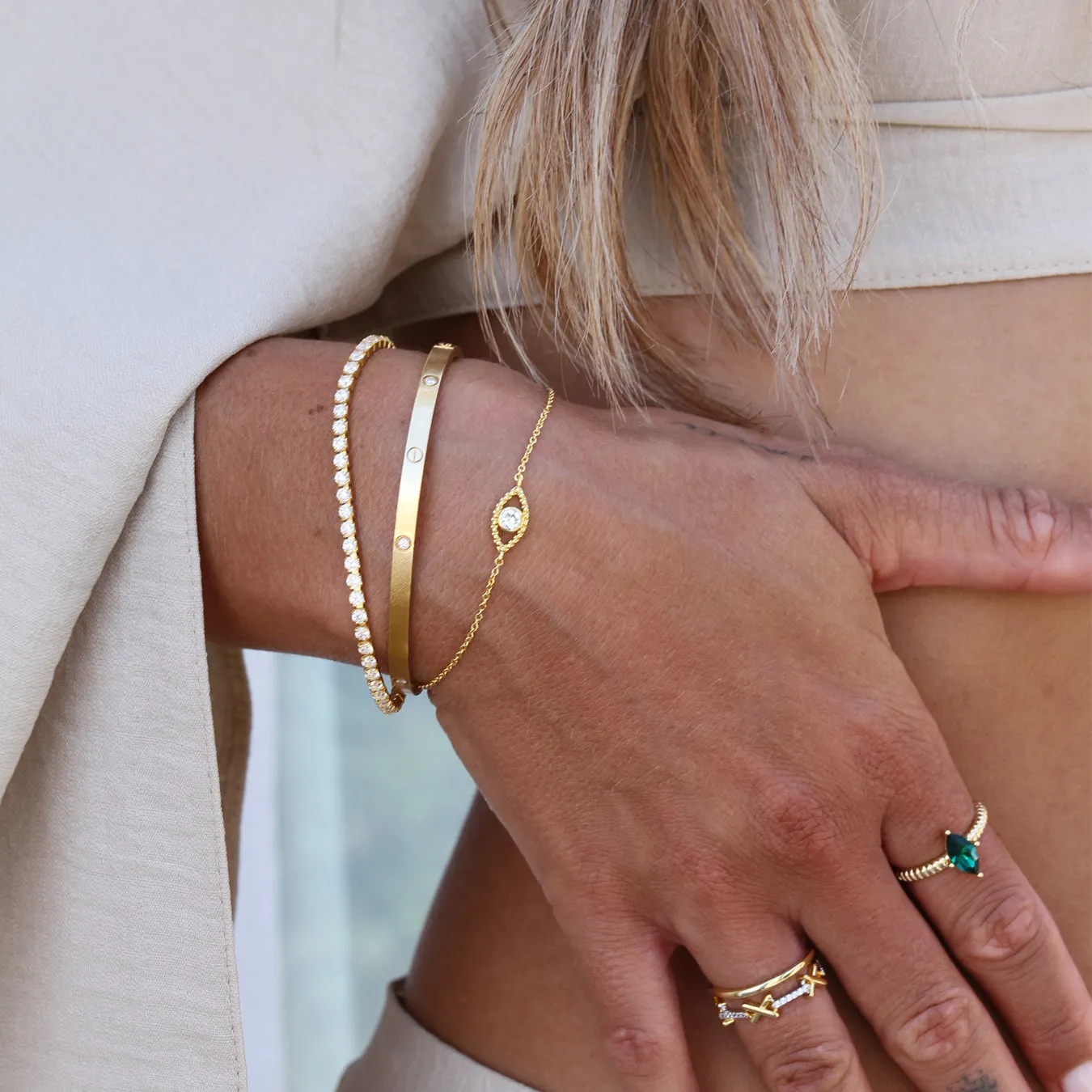 Tennis Chain Bracelet - Yellow Gold