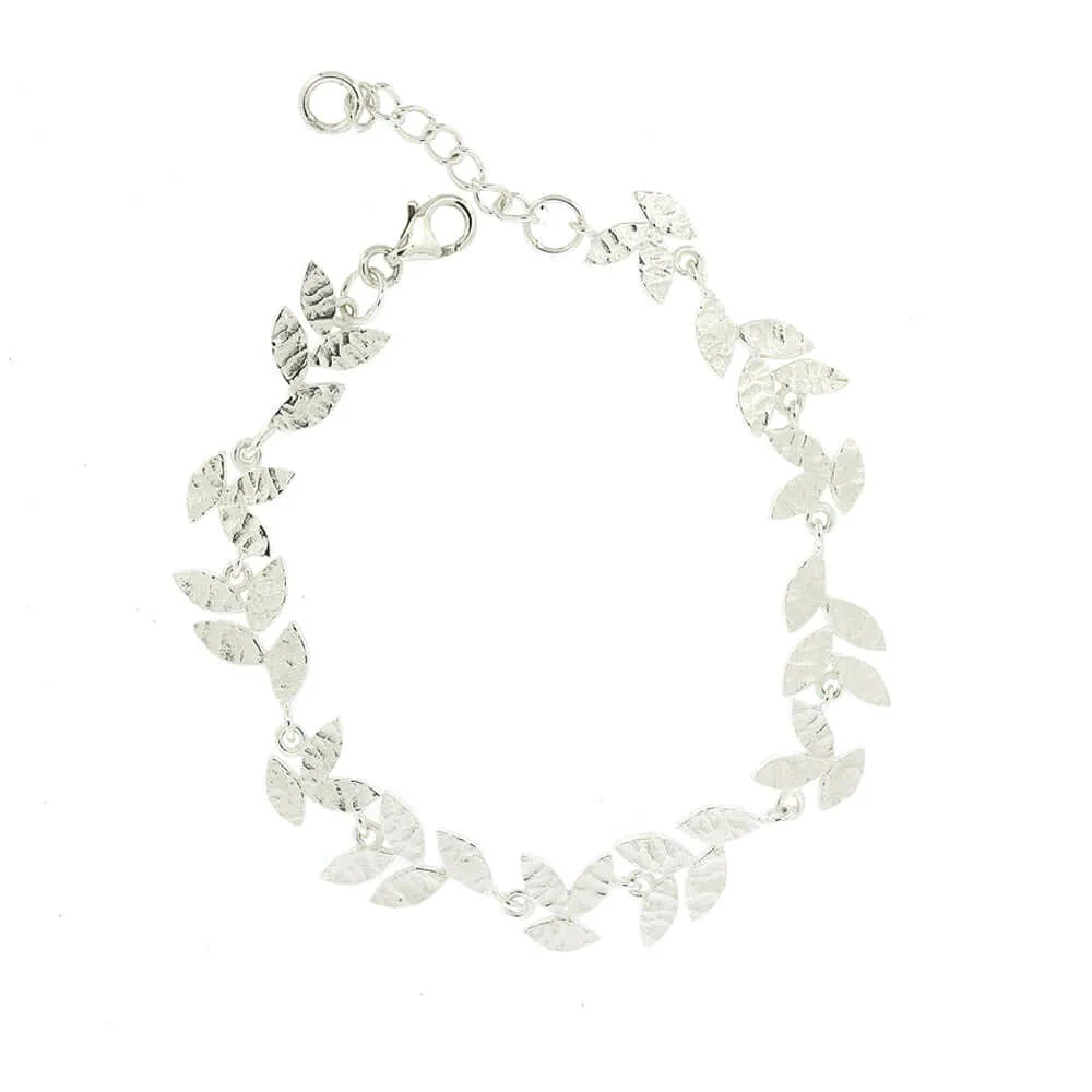 Textured Leaves Sterling Silver Bracelet
