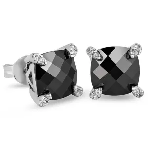 The Black Mamba II® - Black Diamond Stud 925 Sterling Silver Earrings for Men