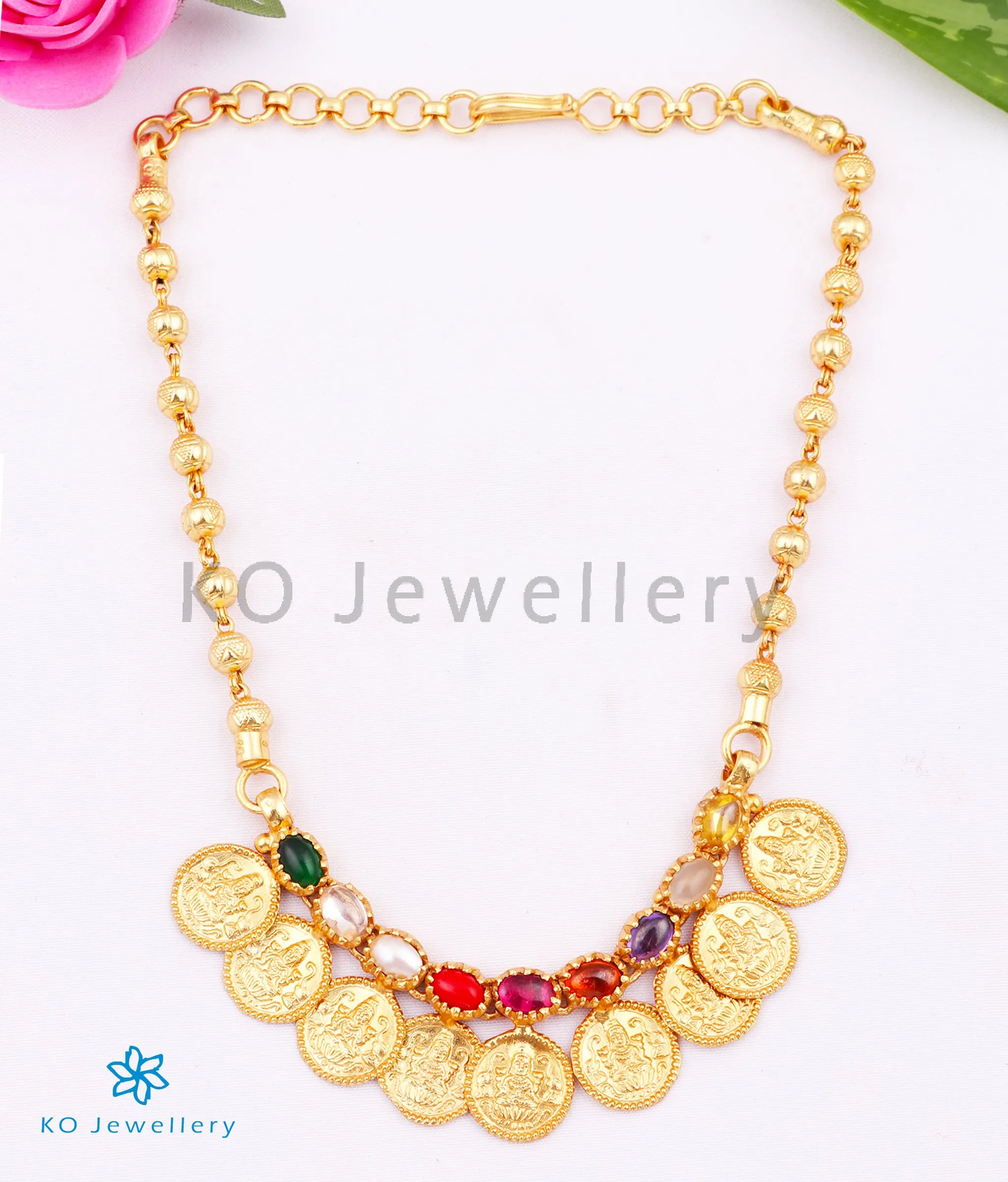 The Prarthana Silver Coin Necklace (Navratna)