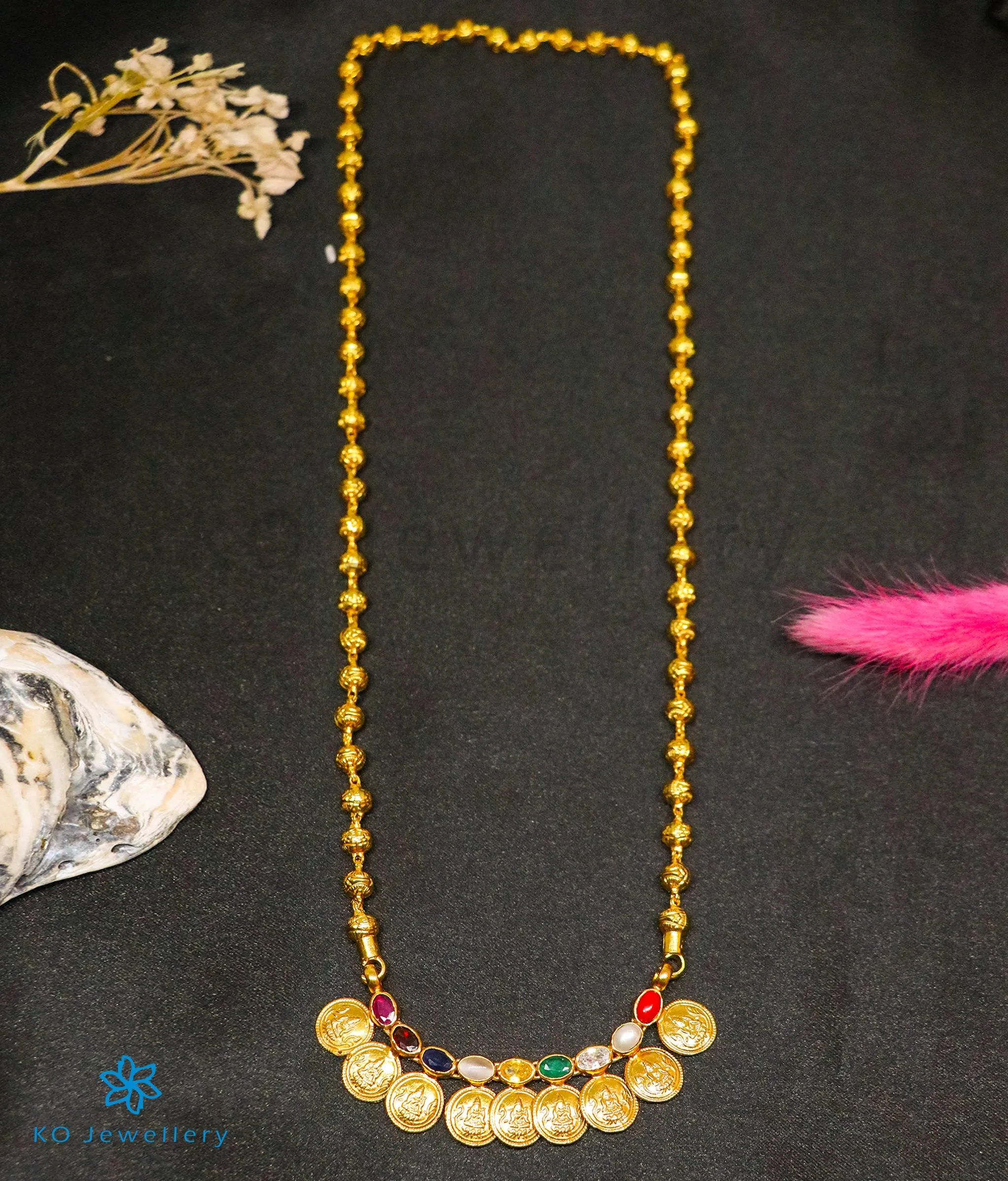 The Prarthana Silver Coin Necklace (Navratna)