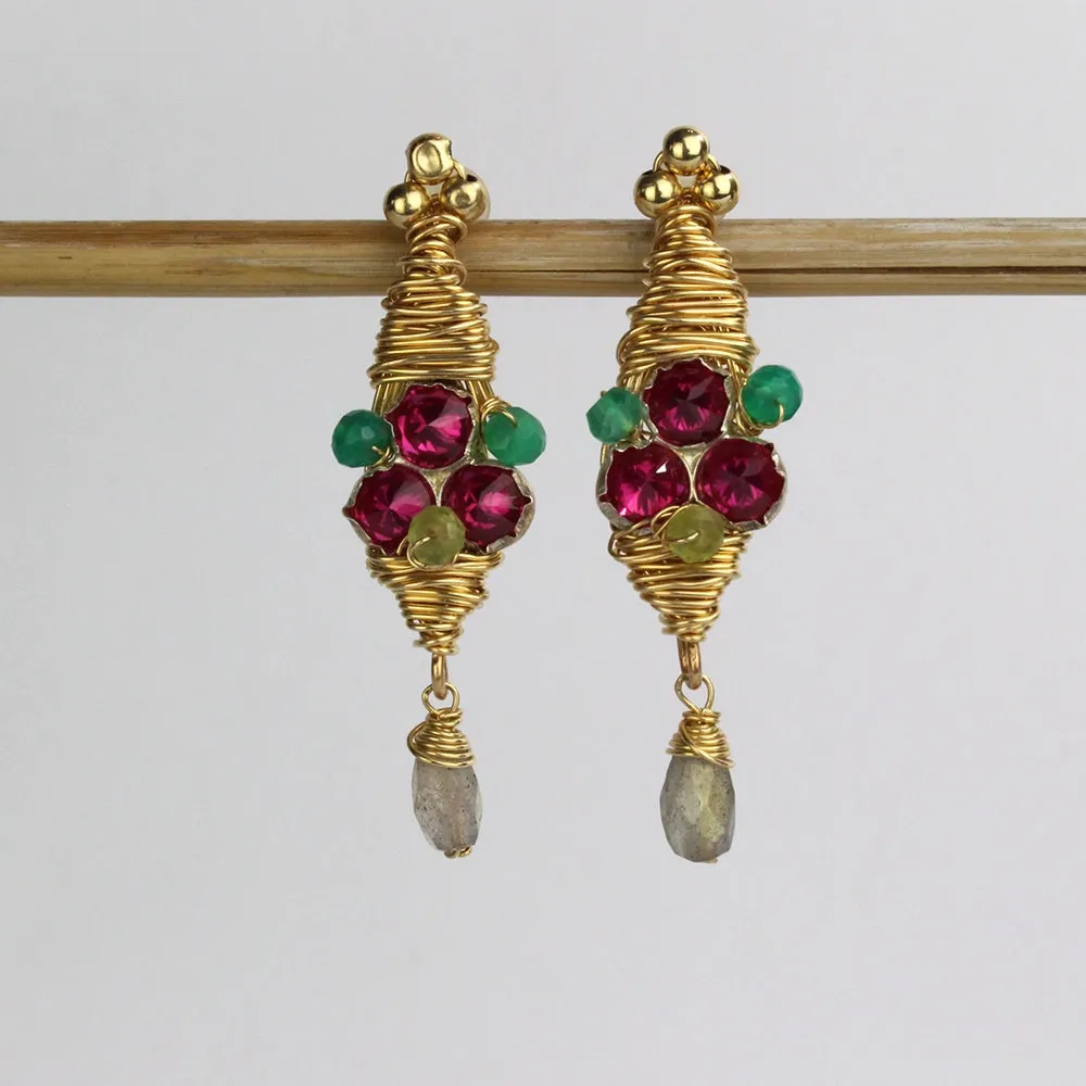 Third Eye stud Earrings with Pink Zircon