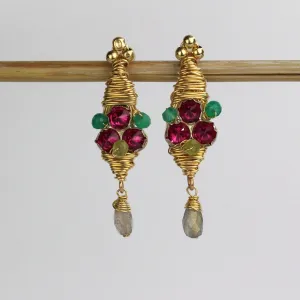 Third Eye stud Earrings with Pink Zircon