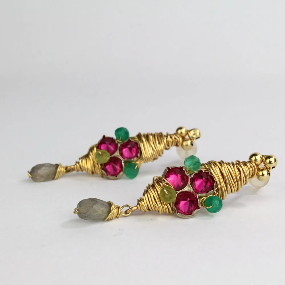 Third Eye stud Earrings with Pink Zircon