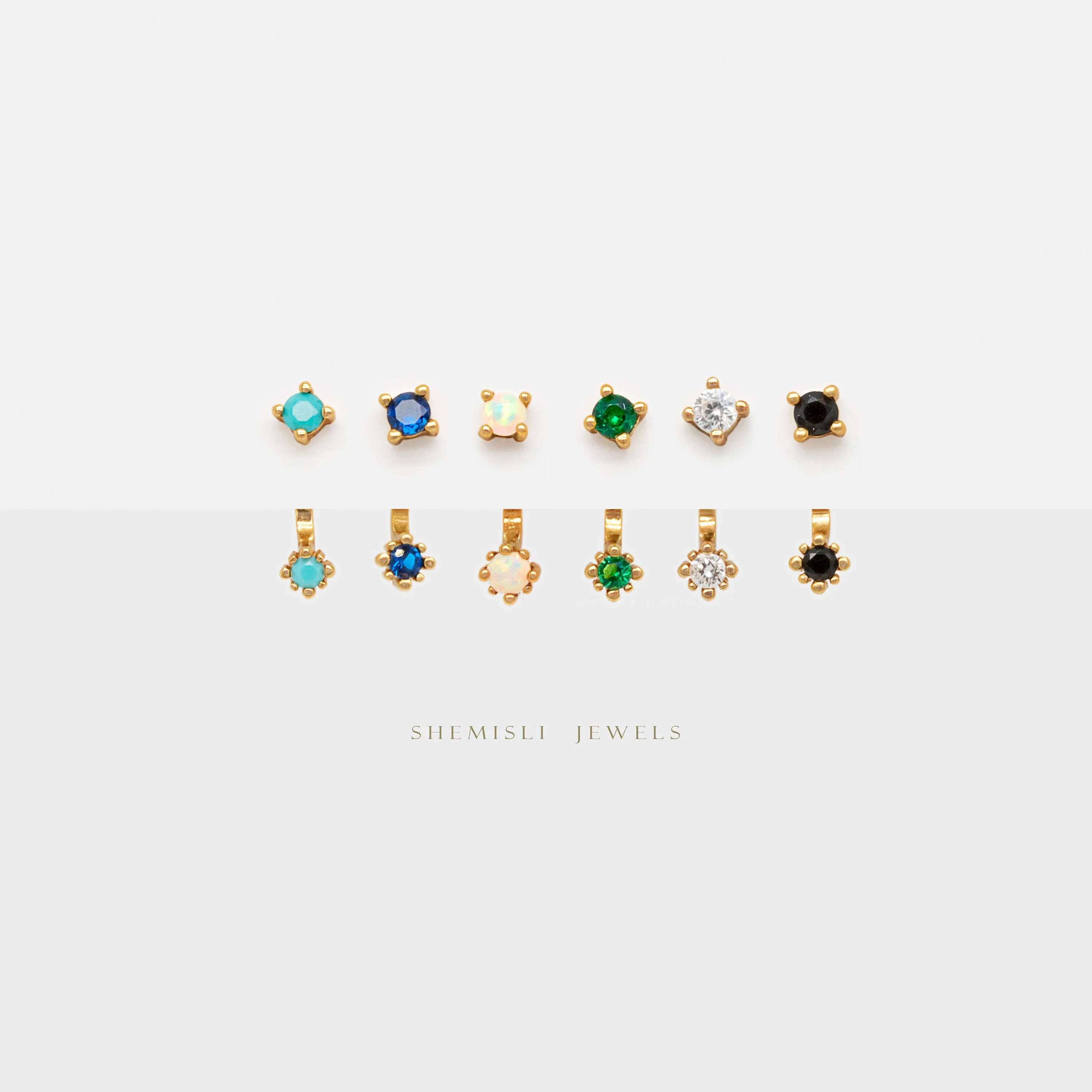 Tiny CZ Front and Back Ear Jackets, White Emerald Turquoise Sapphire Black Opal, Unisex, Gold, Silver SJ001 SJ002 SJ003 SJ023 SJ022 SJ024